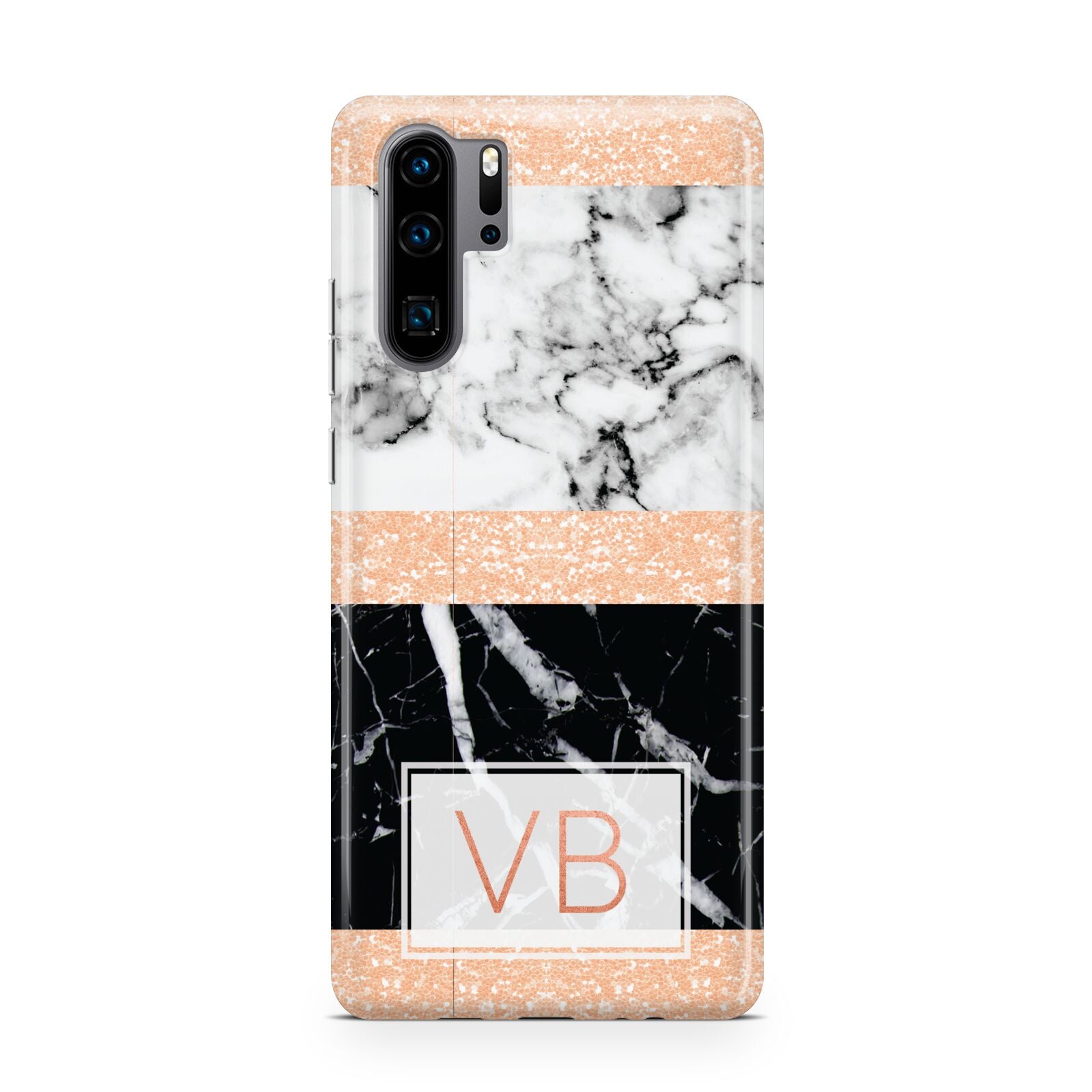 Personalised Black Marble Initials Huawei P30 Pro Phone Case