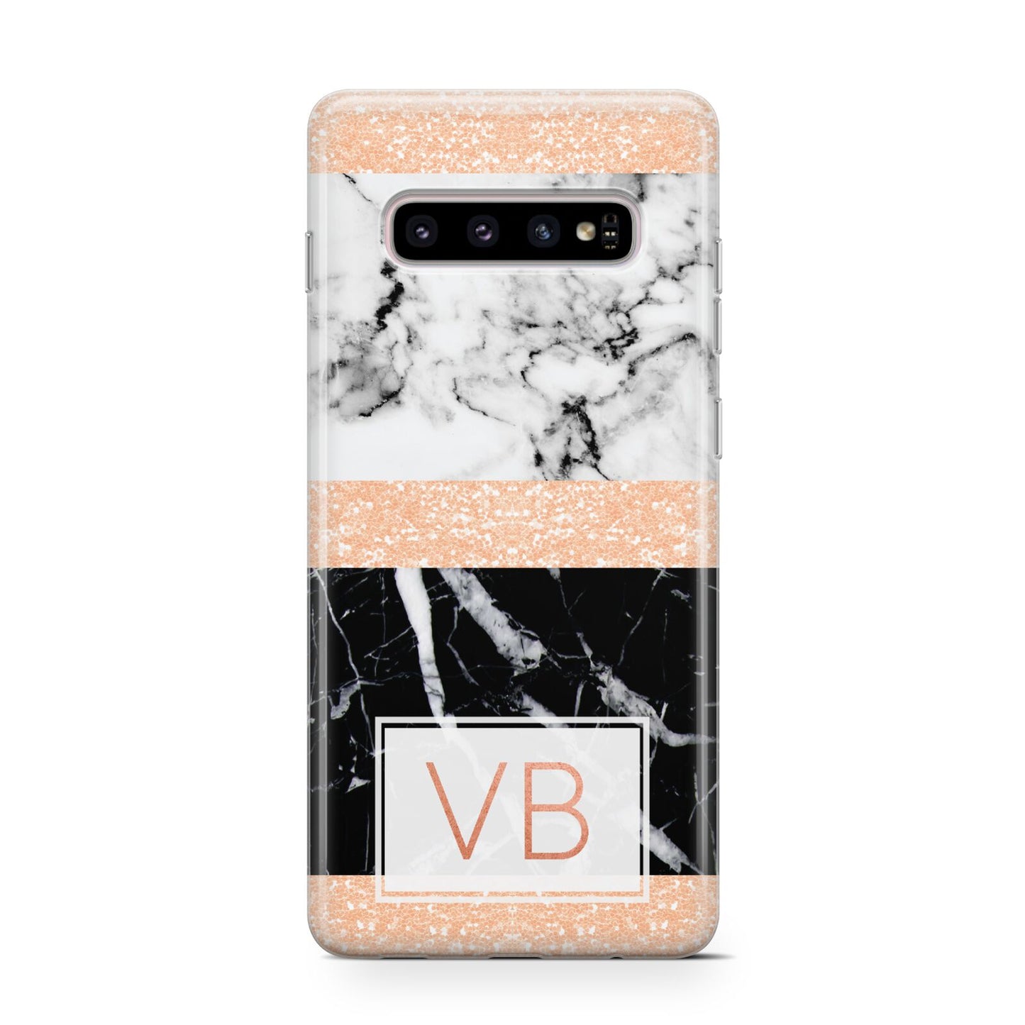 Personalised Black Marble Initials Protective Samsung Galaxy Case