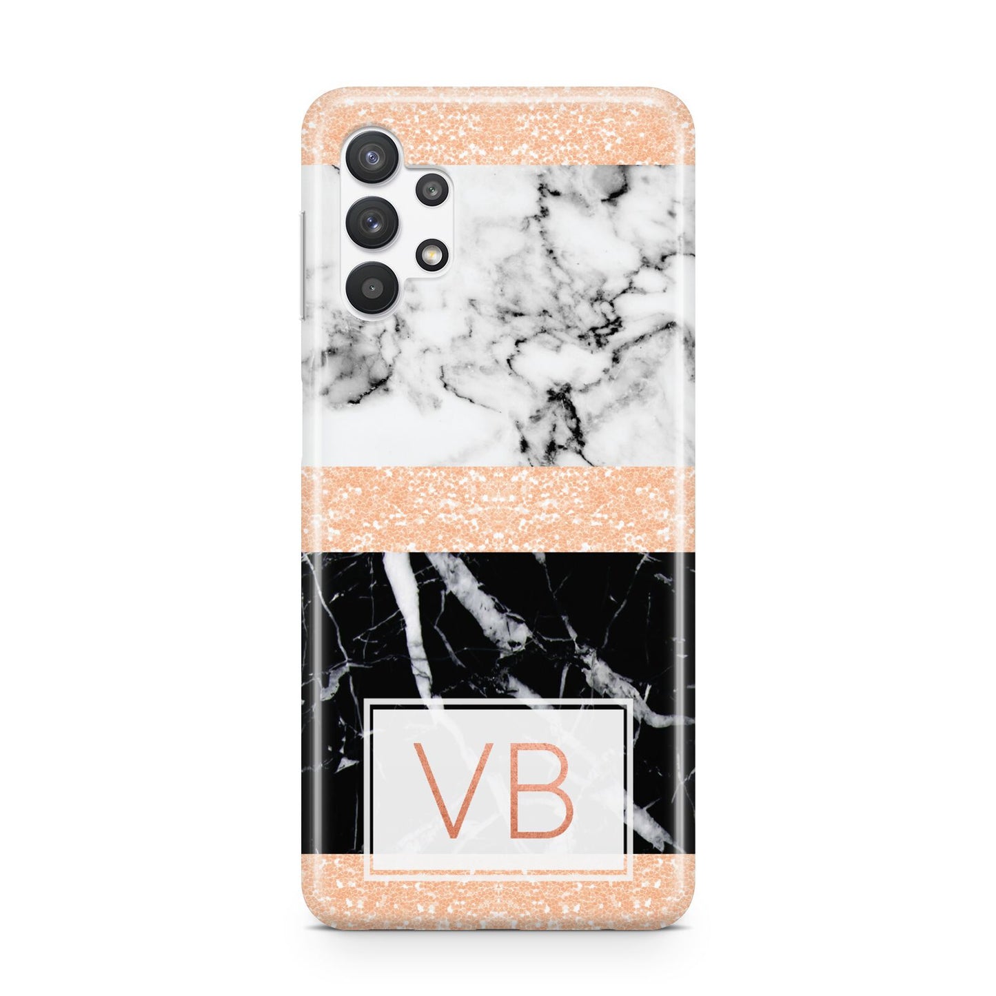 Personalised Black Marble Initials Samsung A32 5G Case