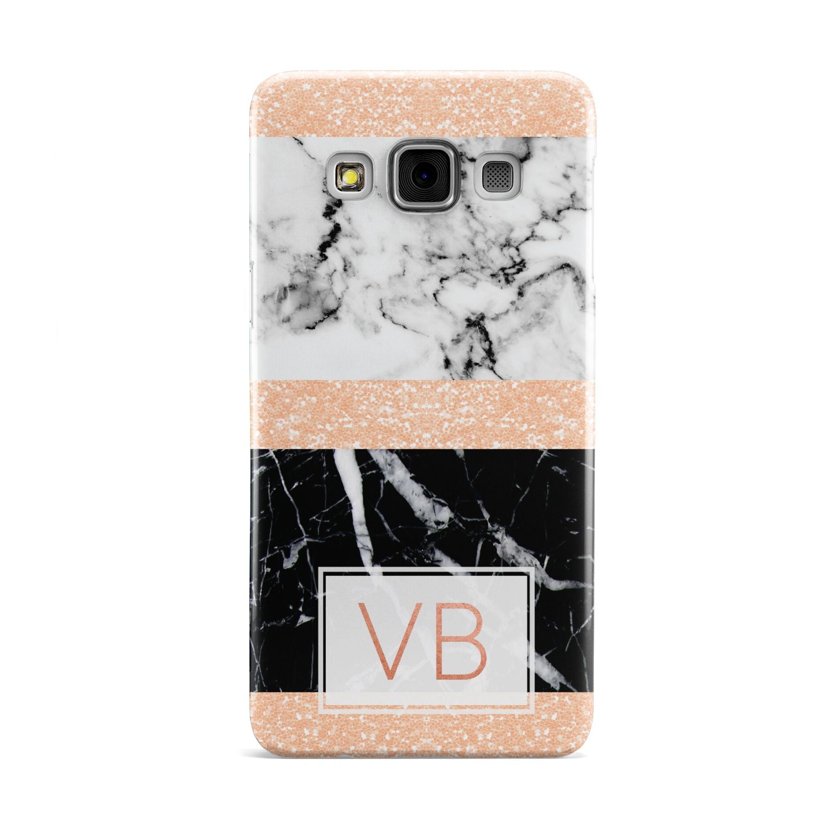 Personalised Black Marble Initials Samsung Galaxy A3 Case