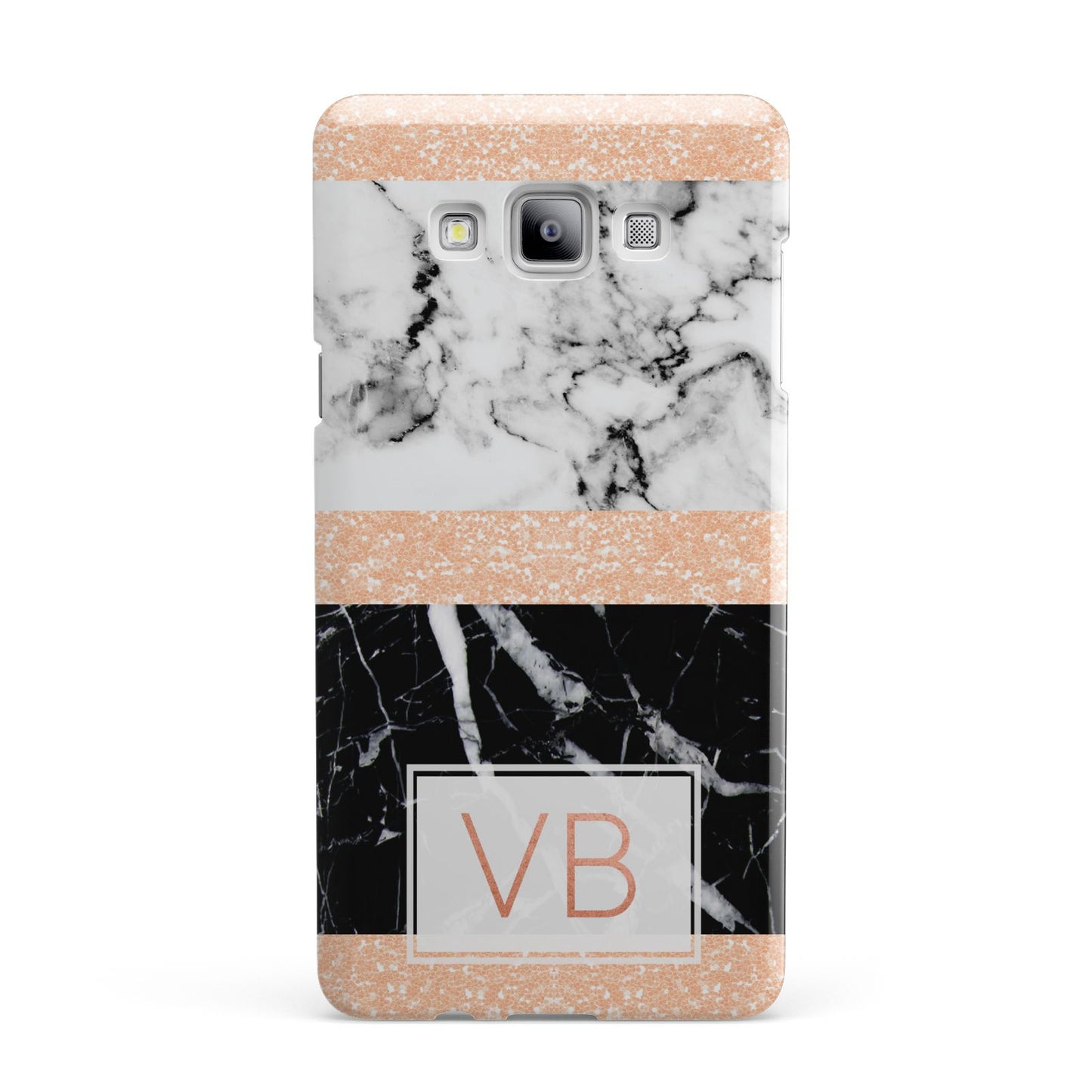 Personalised Black Marble Initials Samsung Galaxy A7 2015 Case