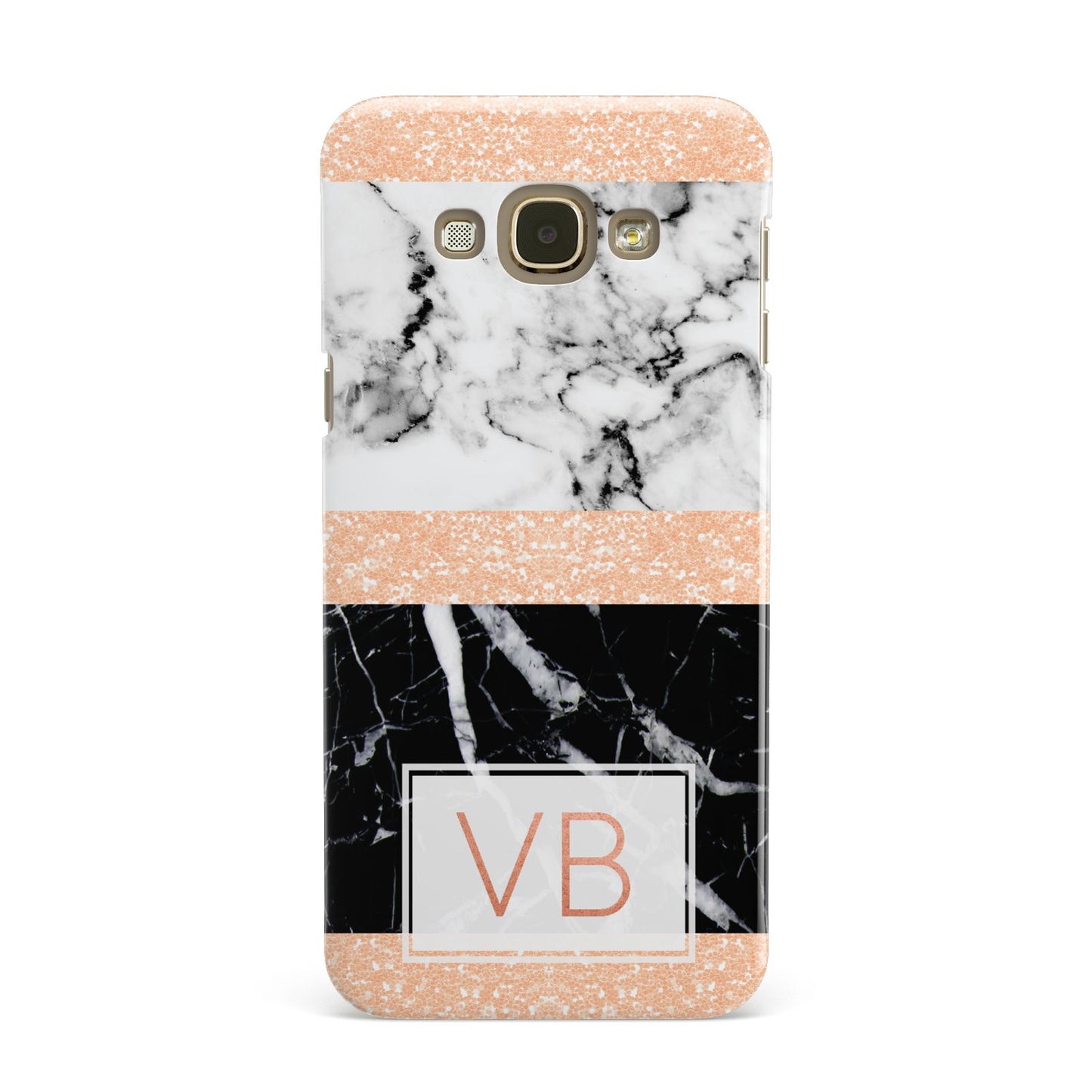 Personalised Black Marble Initials Samsung Galaxy A8 Case