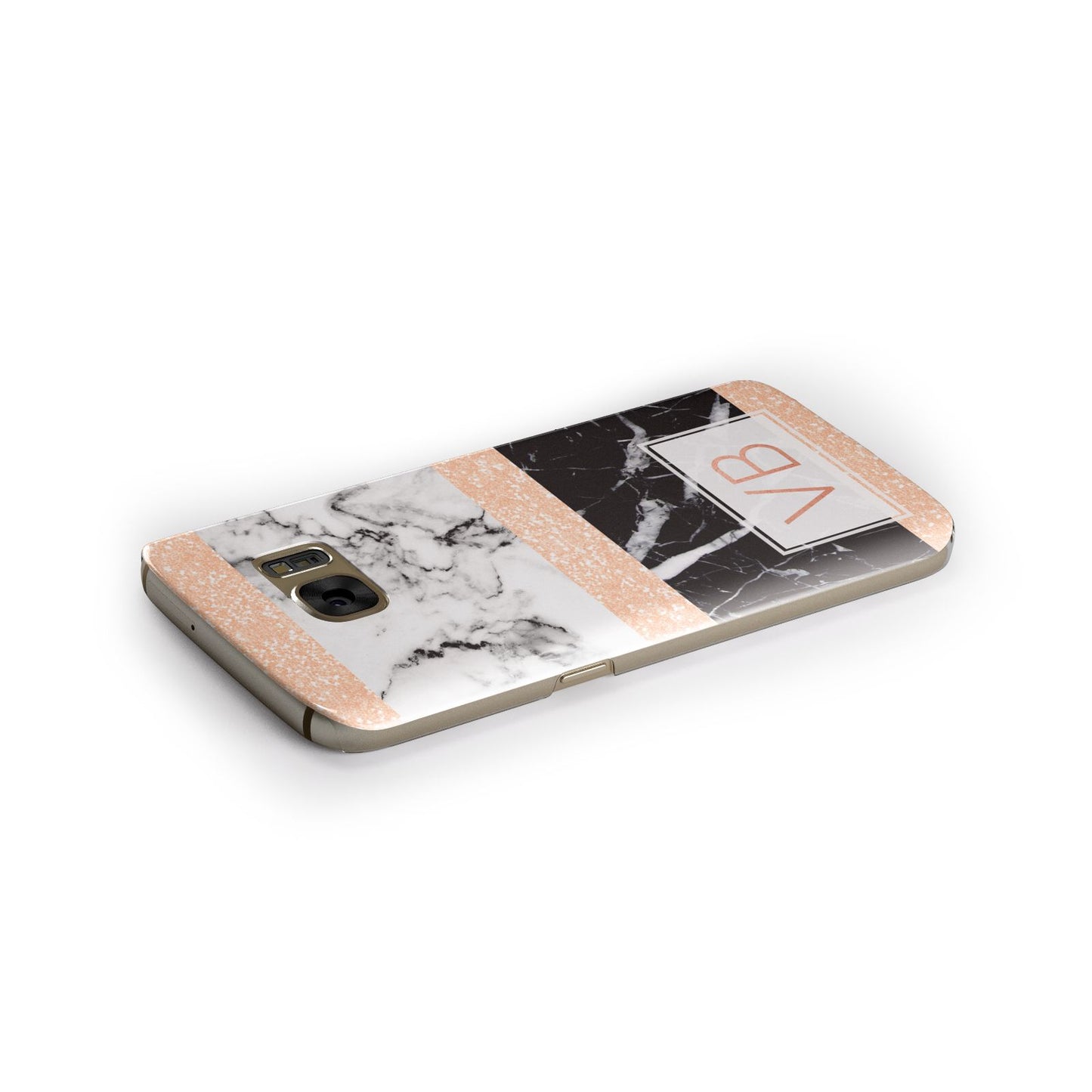 Personalised Black Marble Initials Samsung Galaxy Case Side Close Up