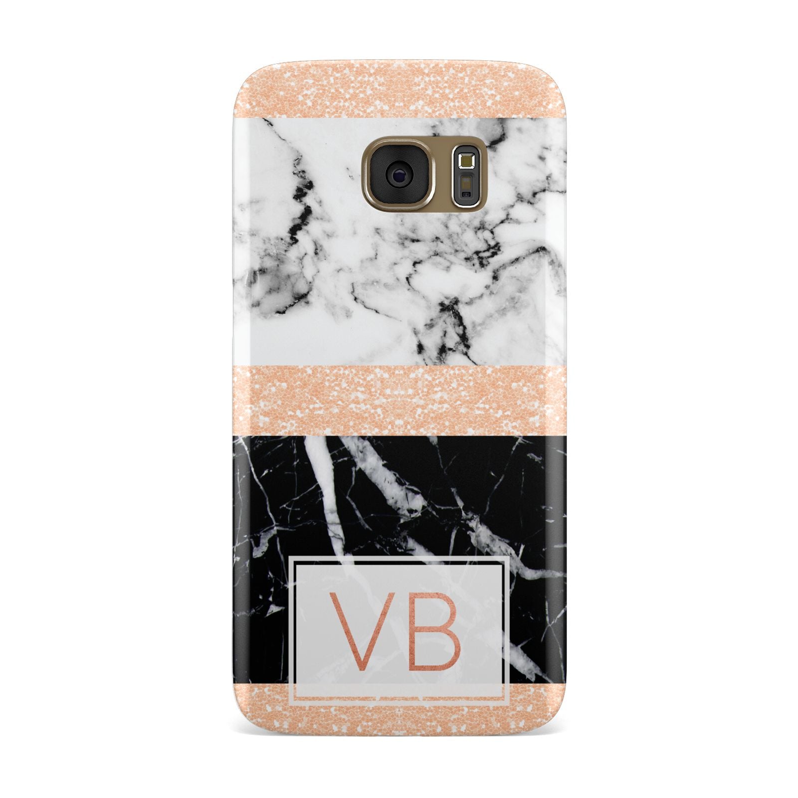 Personalised Black Marble Initials Samsung Galaxy Case