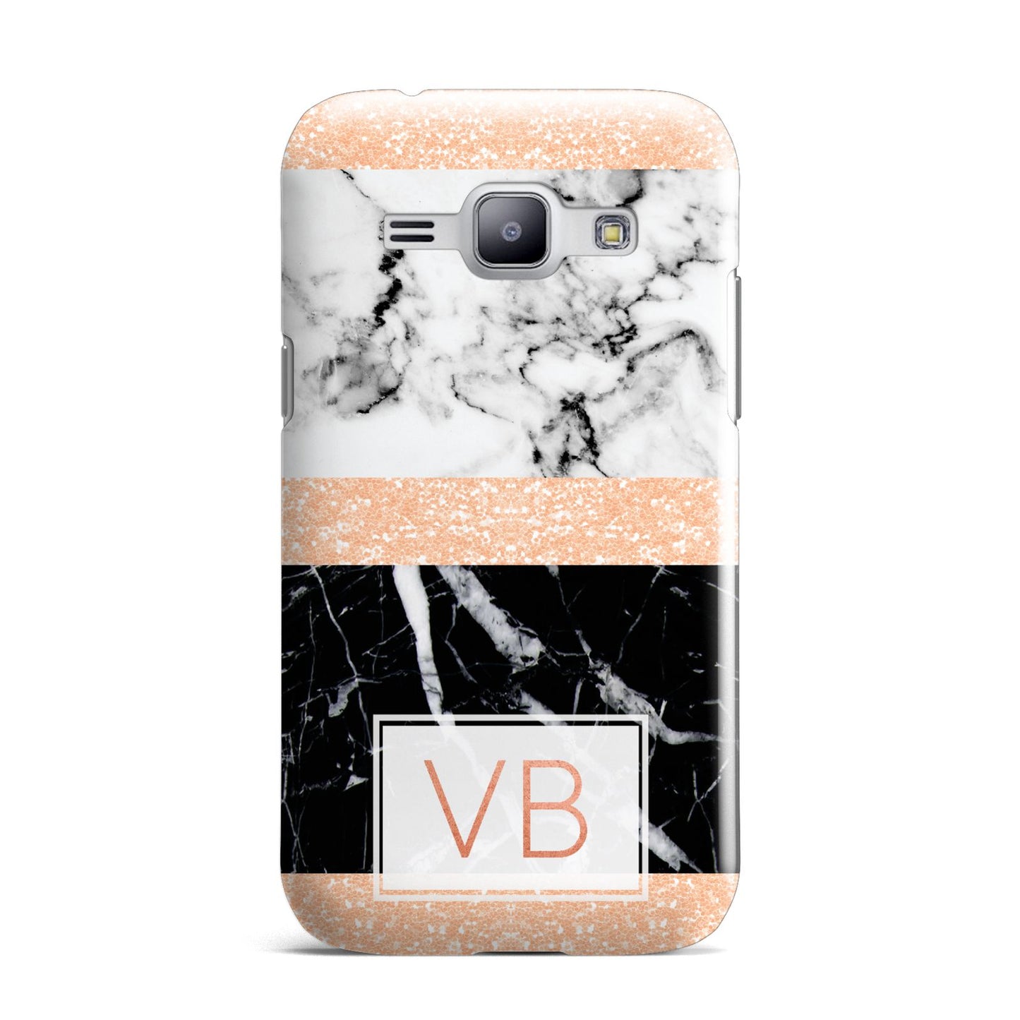 Personalised Black Marble Initials Samsung Galaxy J1 2015 Case