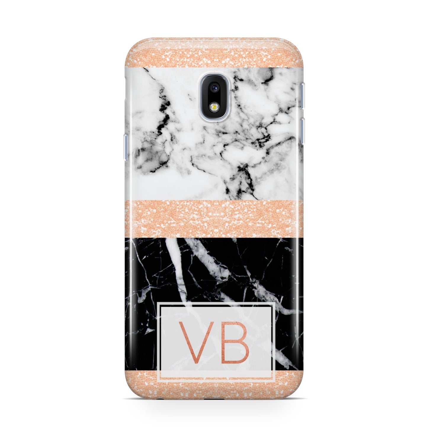 Personalised Black Marble Initials Samsung Galaxy J3 2017 Case