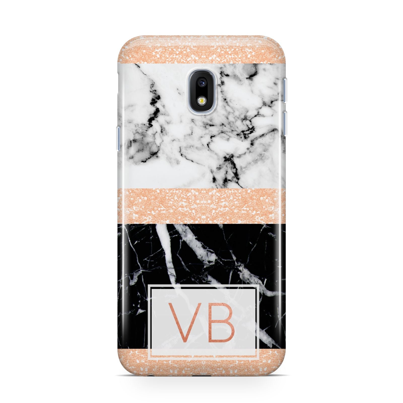 Personalised Black Marble Initials Samsung Galaxy J3 2017 Case