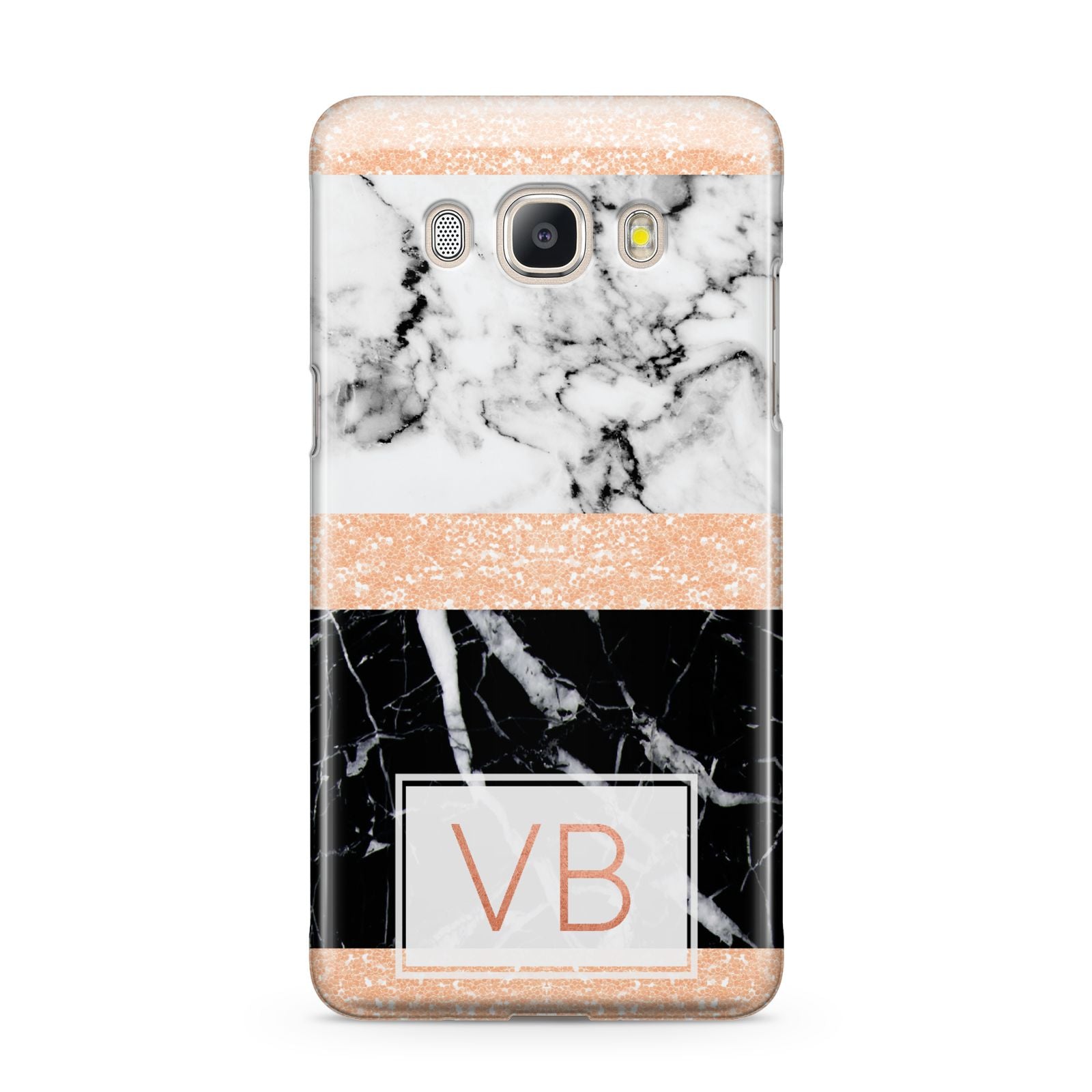 Personalised Black Marble Initials Samsung Galaxy J5 2016 Case