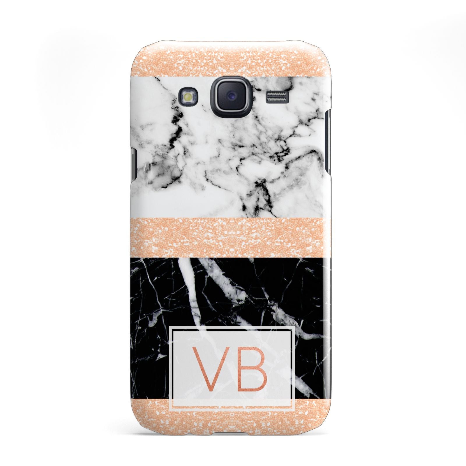 Personalised Black Marble Initials Samsung Galaxy J5 Case