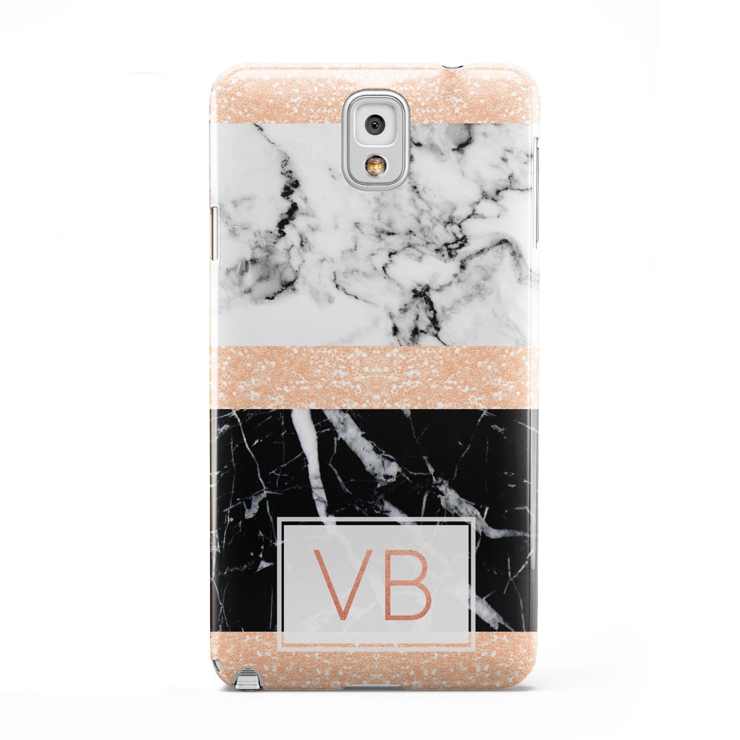 Personalised Black Marble Initials Samsung Galaxy Note 3 Case