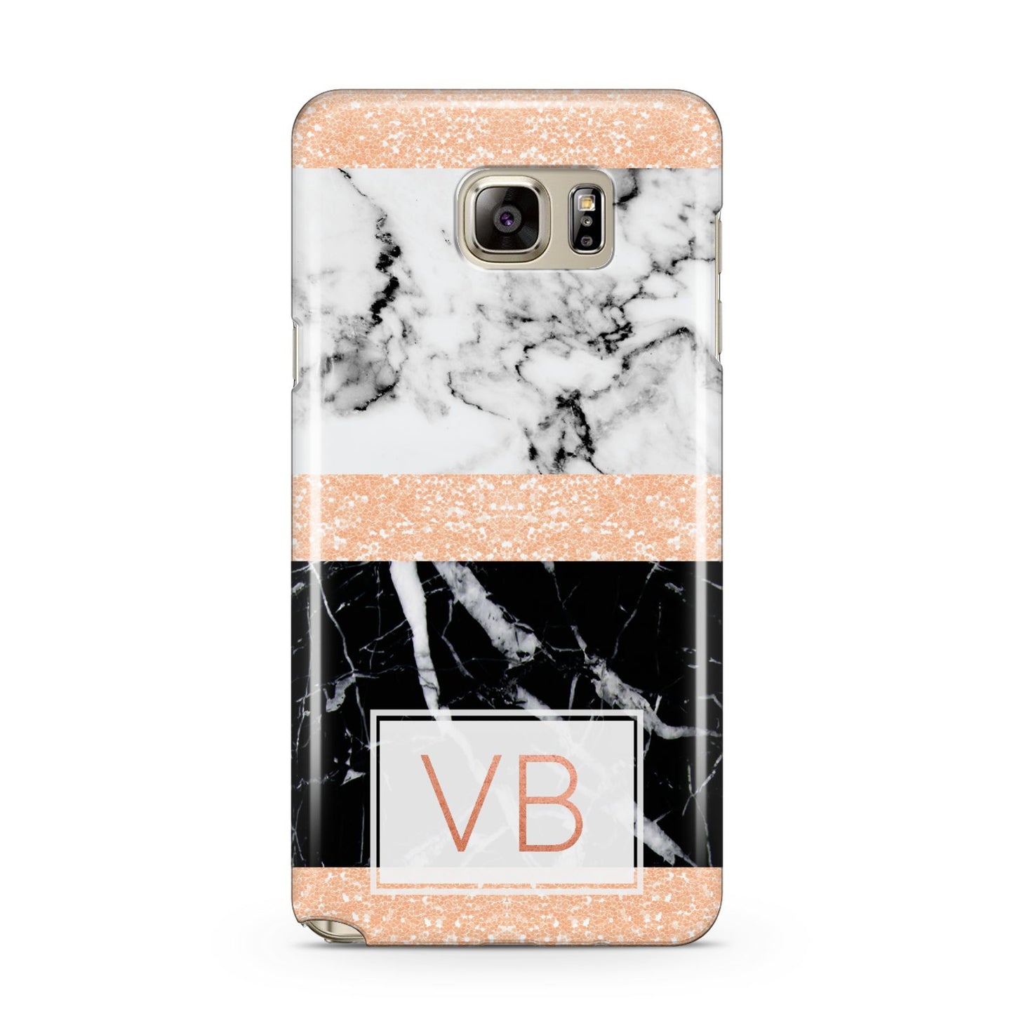 Personalised Black Marble Initials Samsung Galaxy Note 5 Case