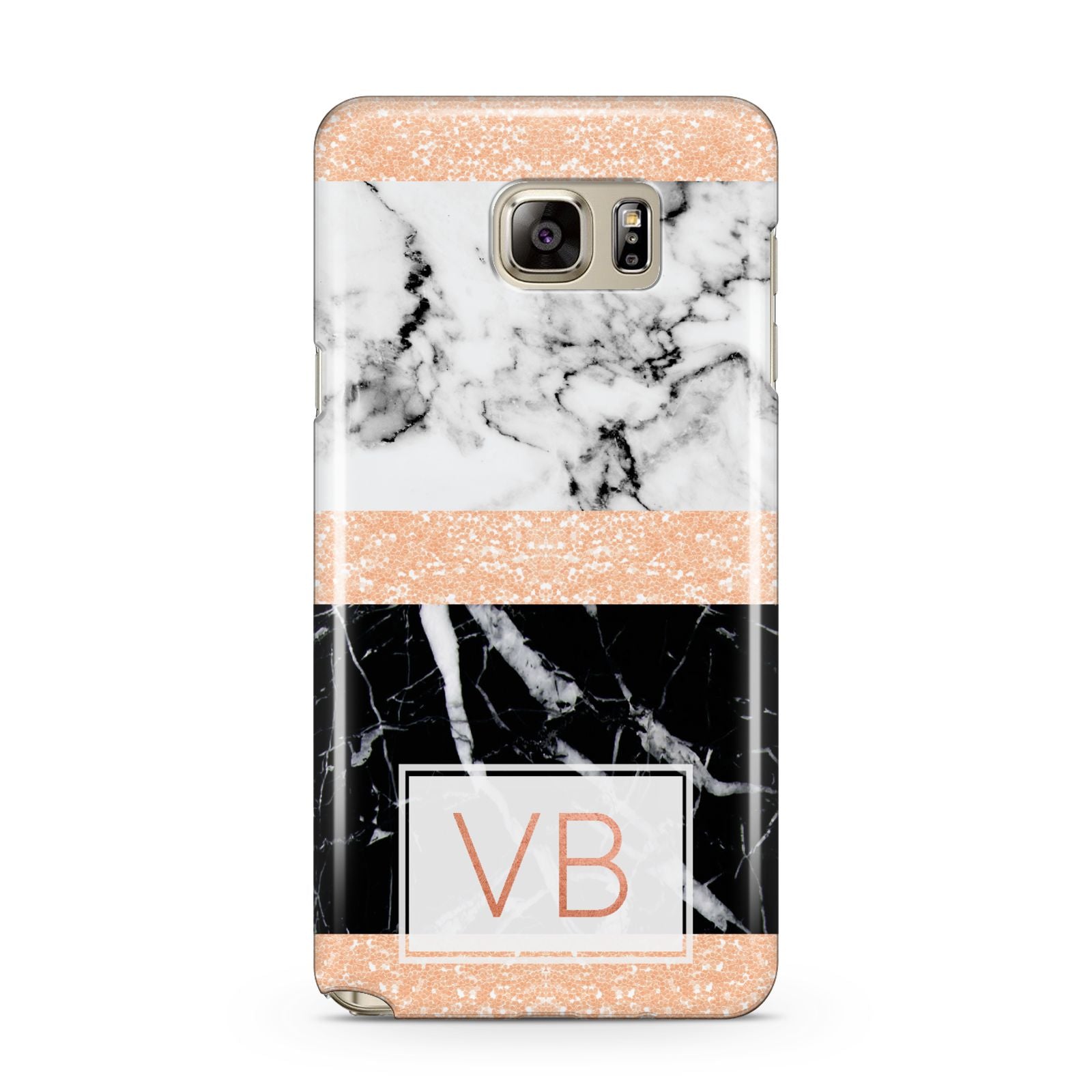 Personalised Black Marble Initials Samsung Galaxy Note 5 Case