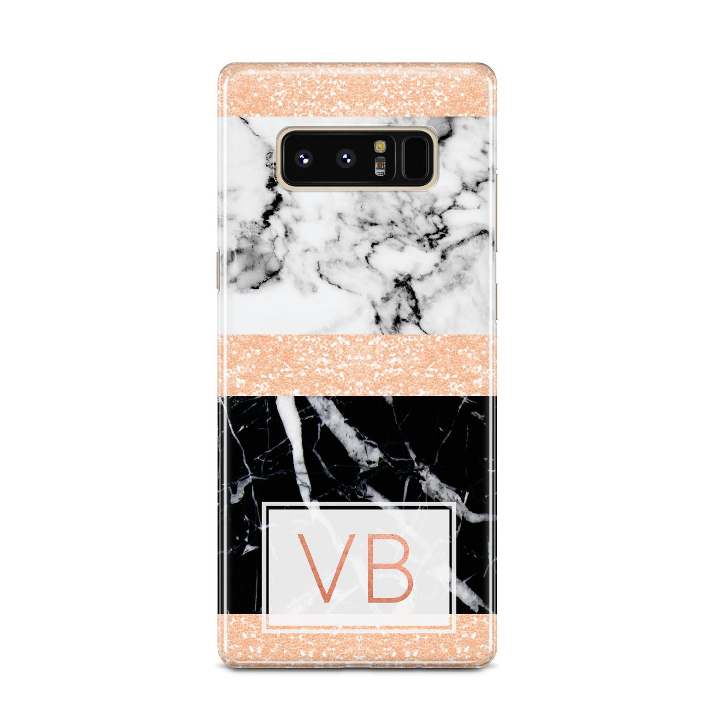 Personalised Black Marble Initials Samsung Galaxy Note 8 Case