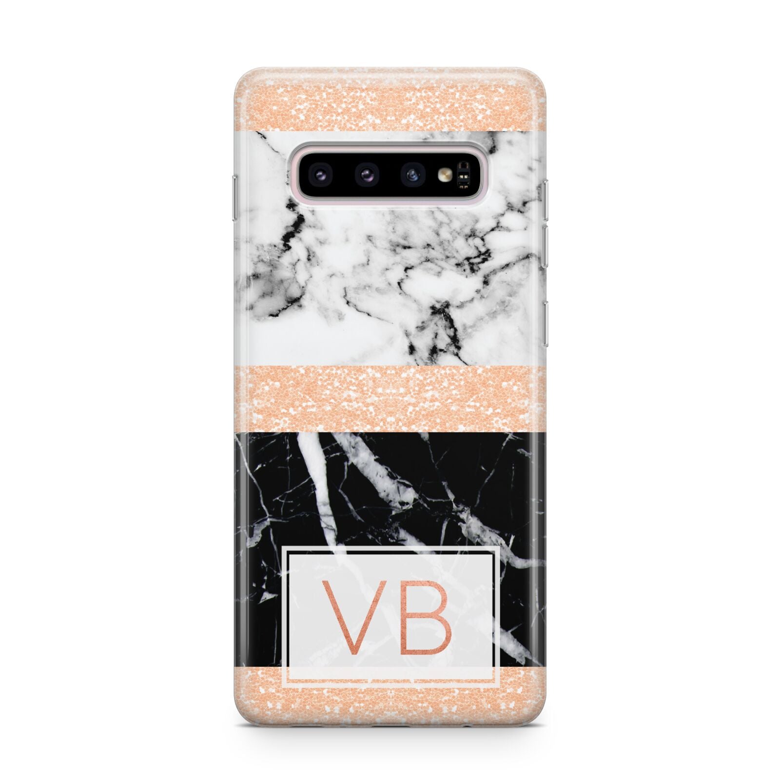 Personalised Black Marble Initials Samsung Galaxy S10 Plus Case