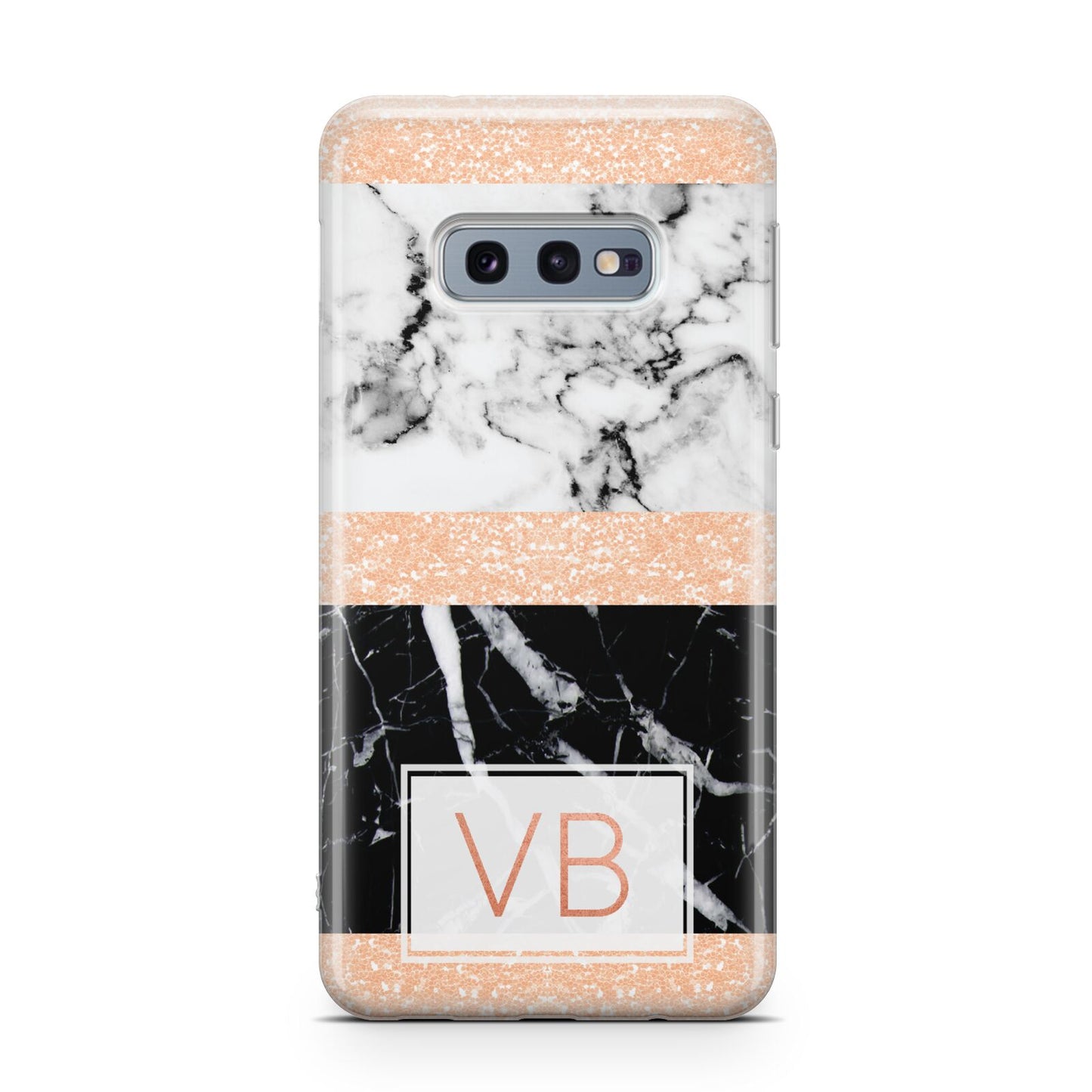 Personalised Black Marble Initials Samsung Galaxy S10E Case