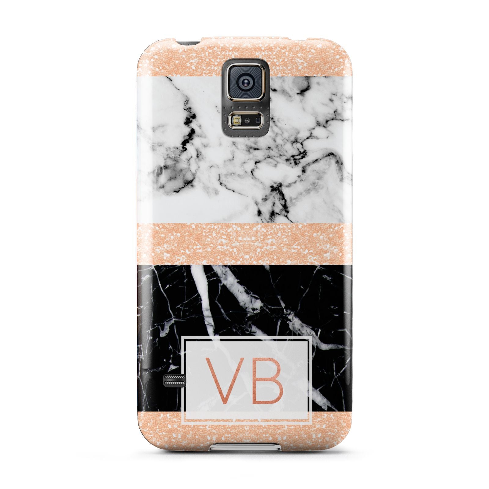 Personalised Black Marble Initials Samsung Galaxy S5 Case