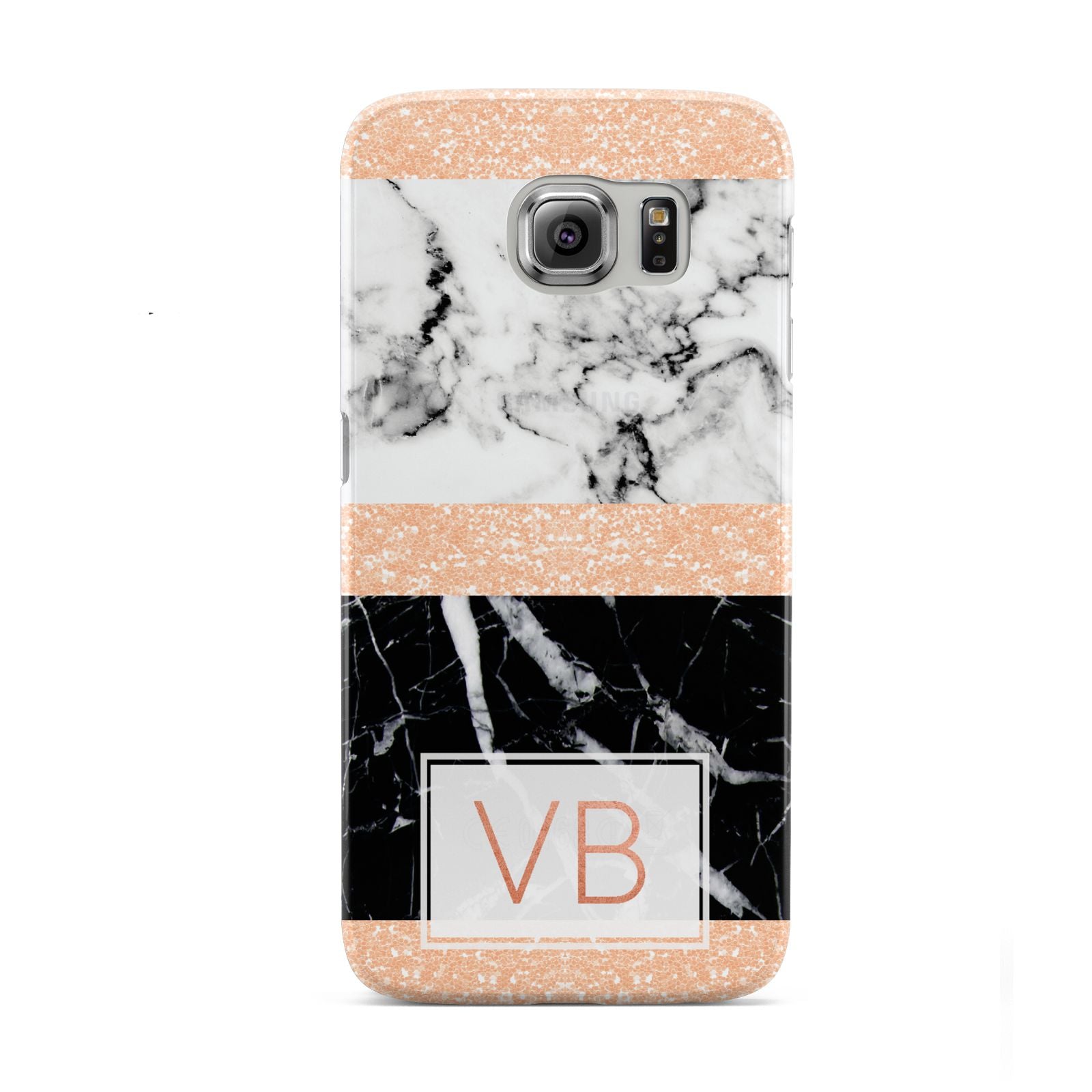 Personalised Black Marble Initials Samsung Galaxy S6 Case