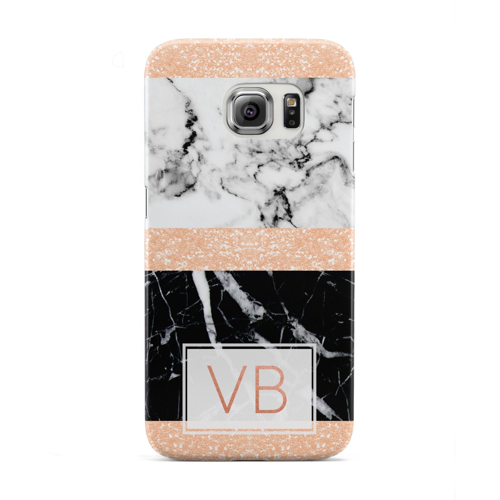 Personalised Black Marble Initials Samsung Galaxy S6 Edge Case