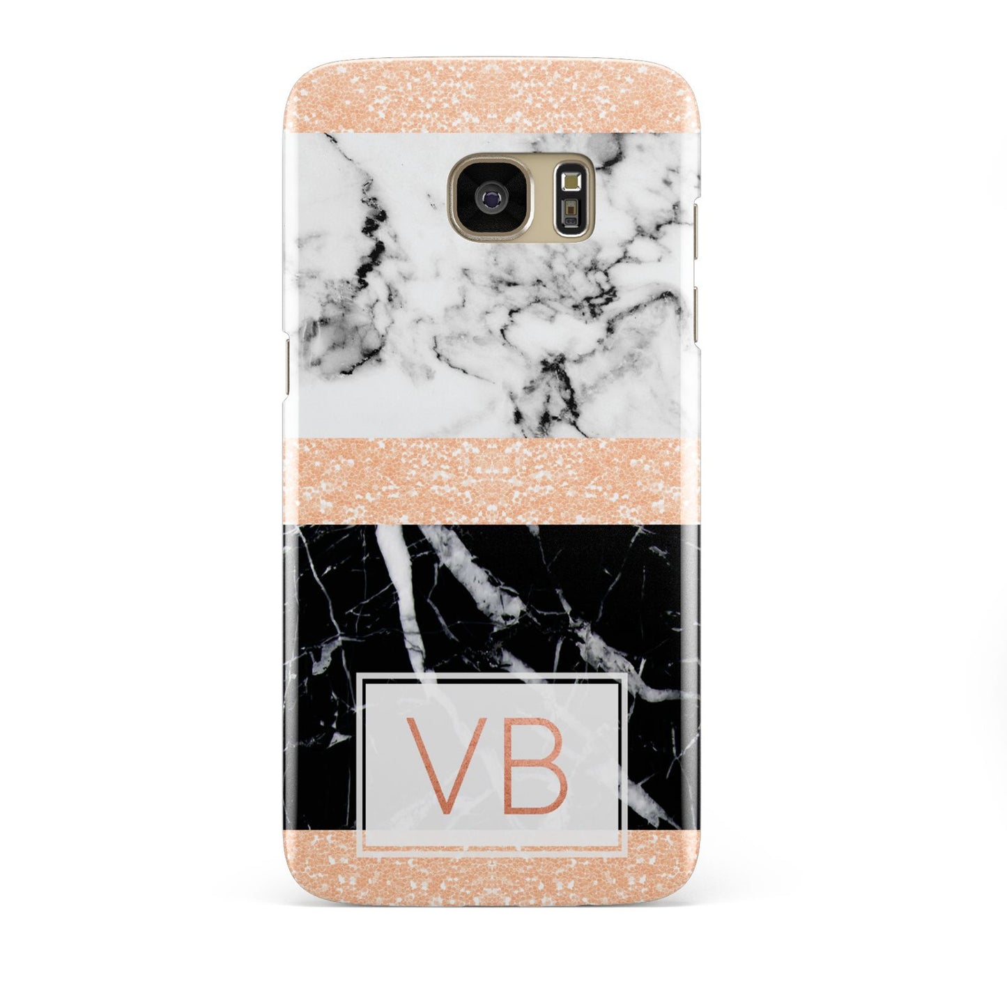 Personalised Black Marble Initials Samsung Galaxy S7 Edge Case