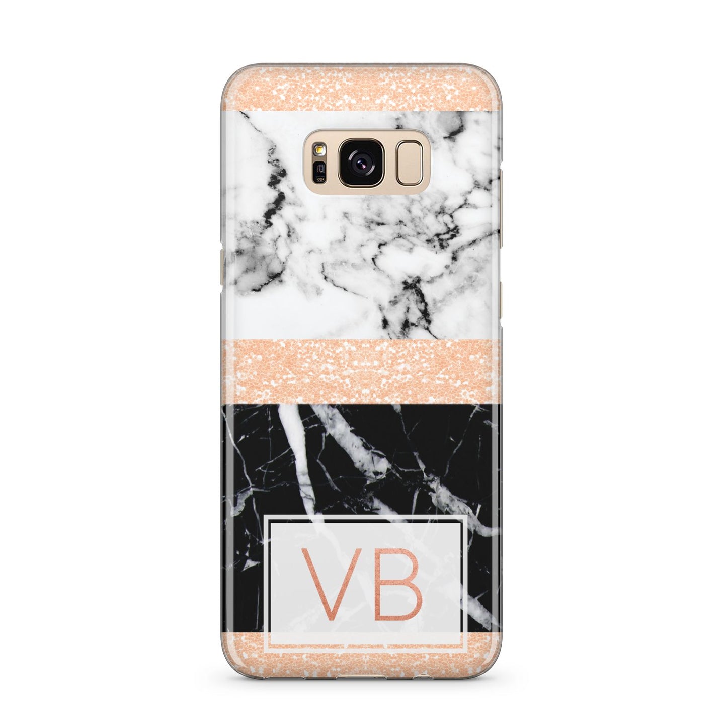 Personalised Black Marble Initials Samsung Galaxy S8 Plus Case