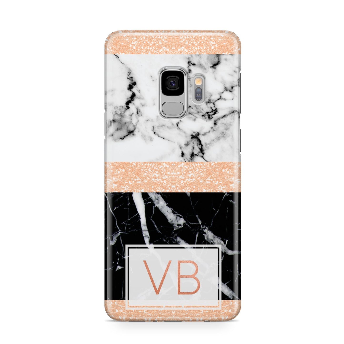 Personalised Black Marble Initials Samsung Galaxy S9 Case