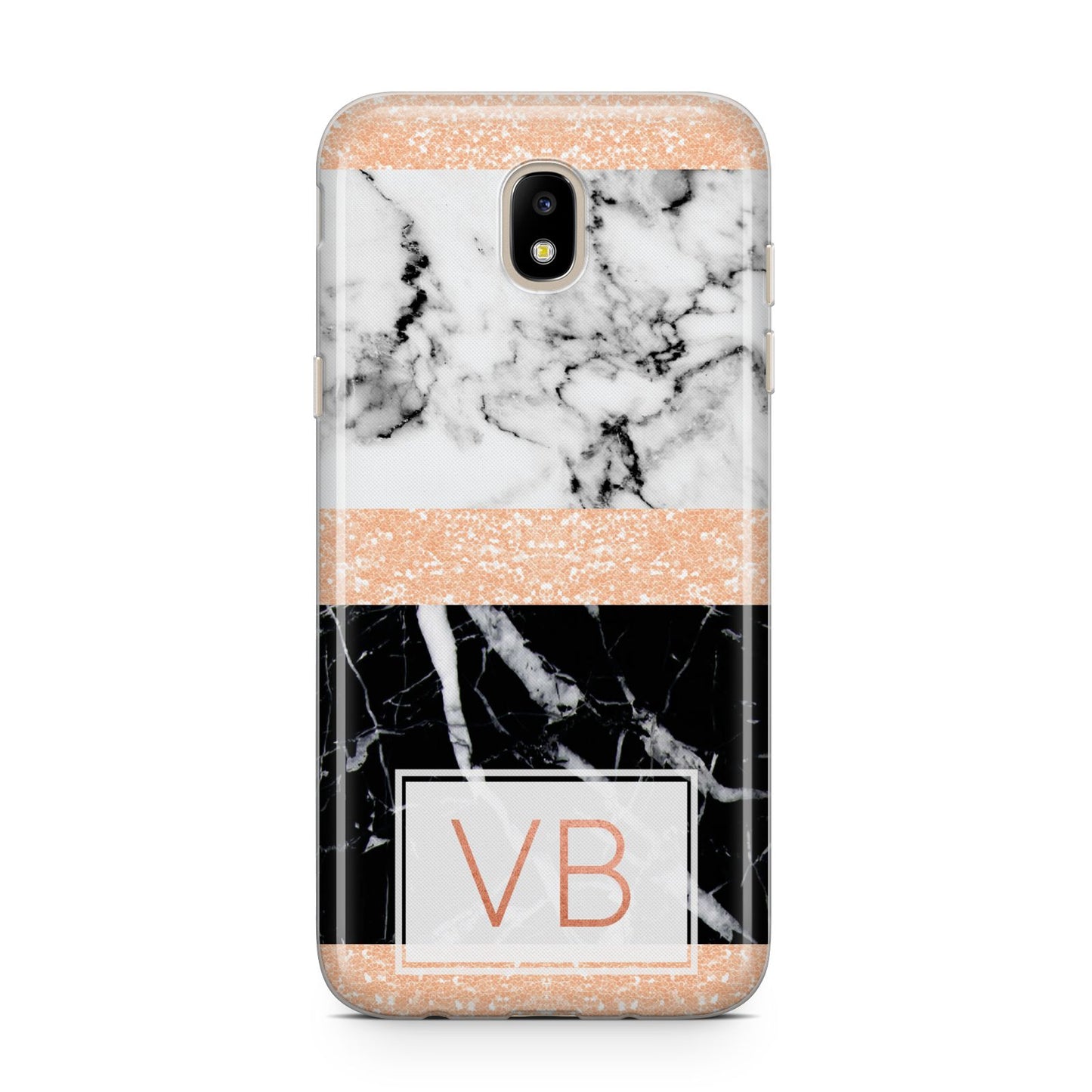 Personalised Black Marble Initials Samsung J5 2017 Case