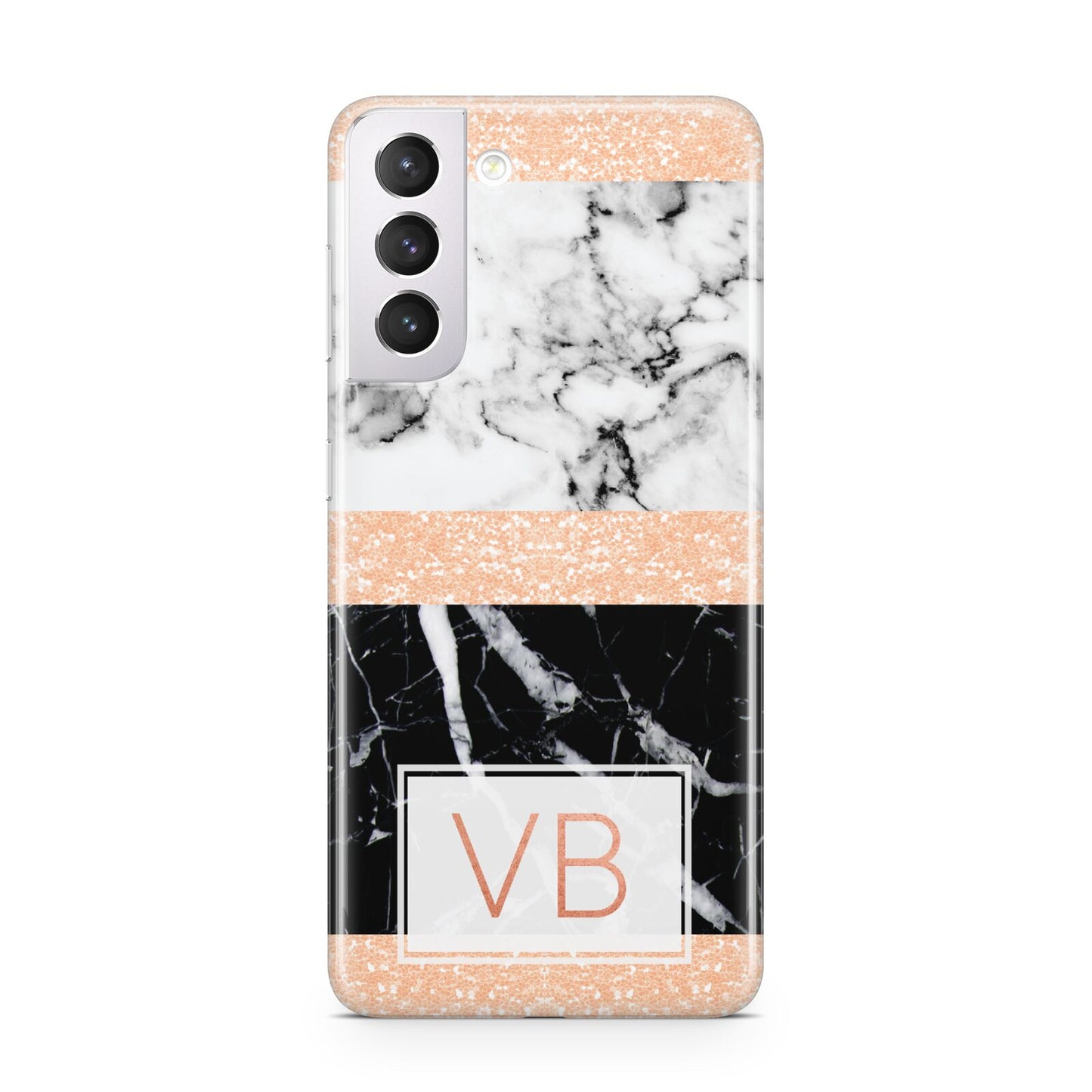 Personalised Black Marble Initials Samsung S21 Case