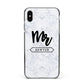 Personalised Black Mr Surname On Marble Apple iPhone Xs Max Impact Case Black Edge on Black Phone