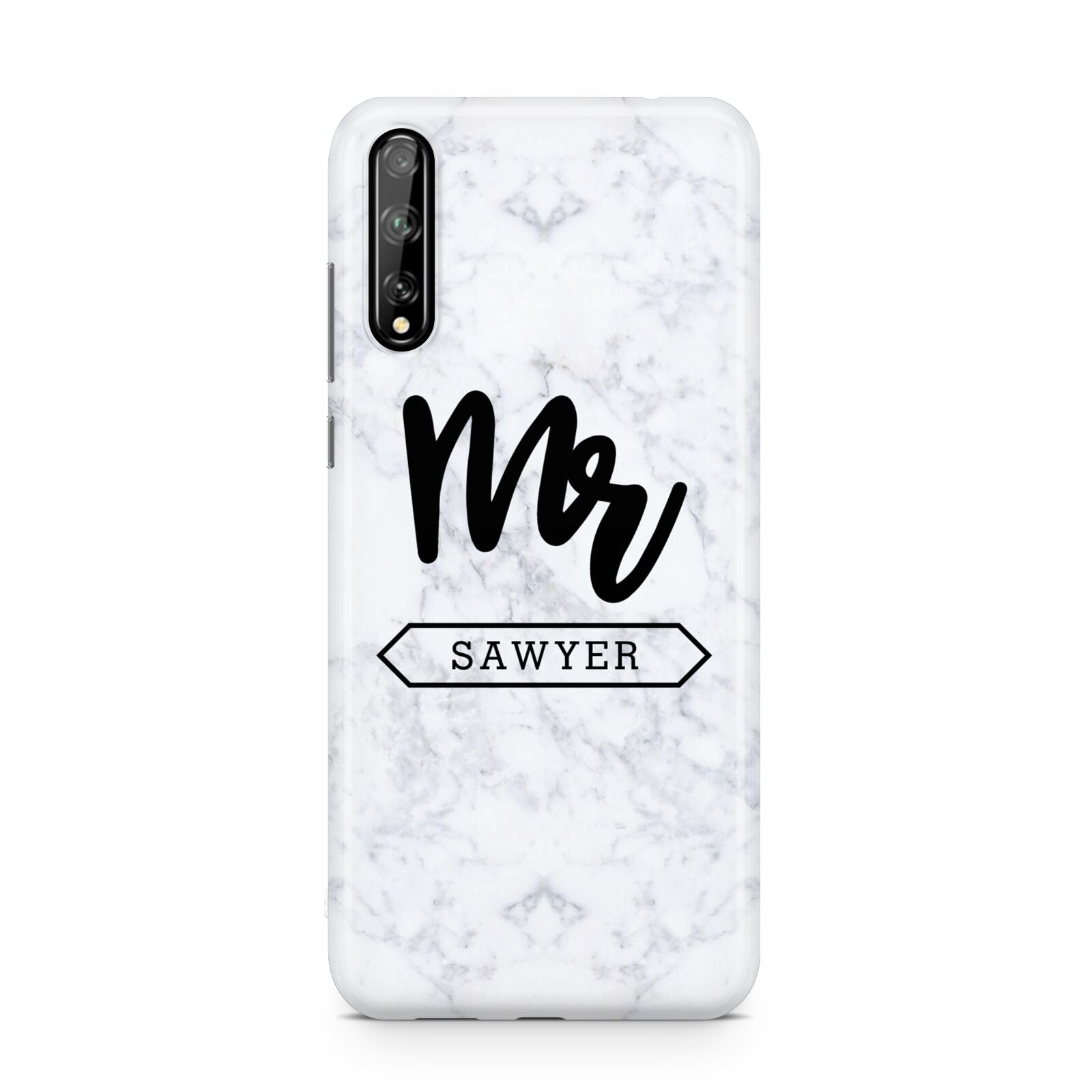 Personalised Black Mr Surname On Marble Huawei Enjoy 10s Phone Case