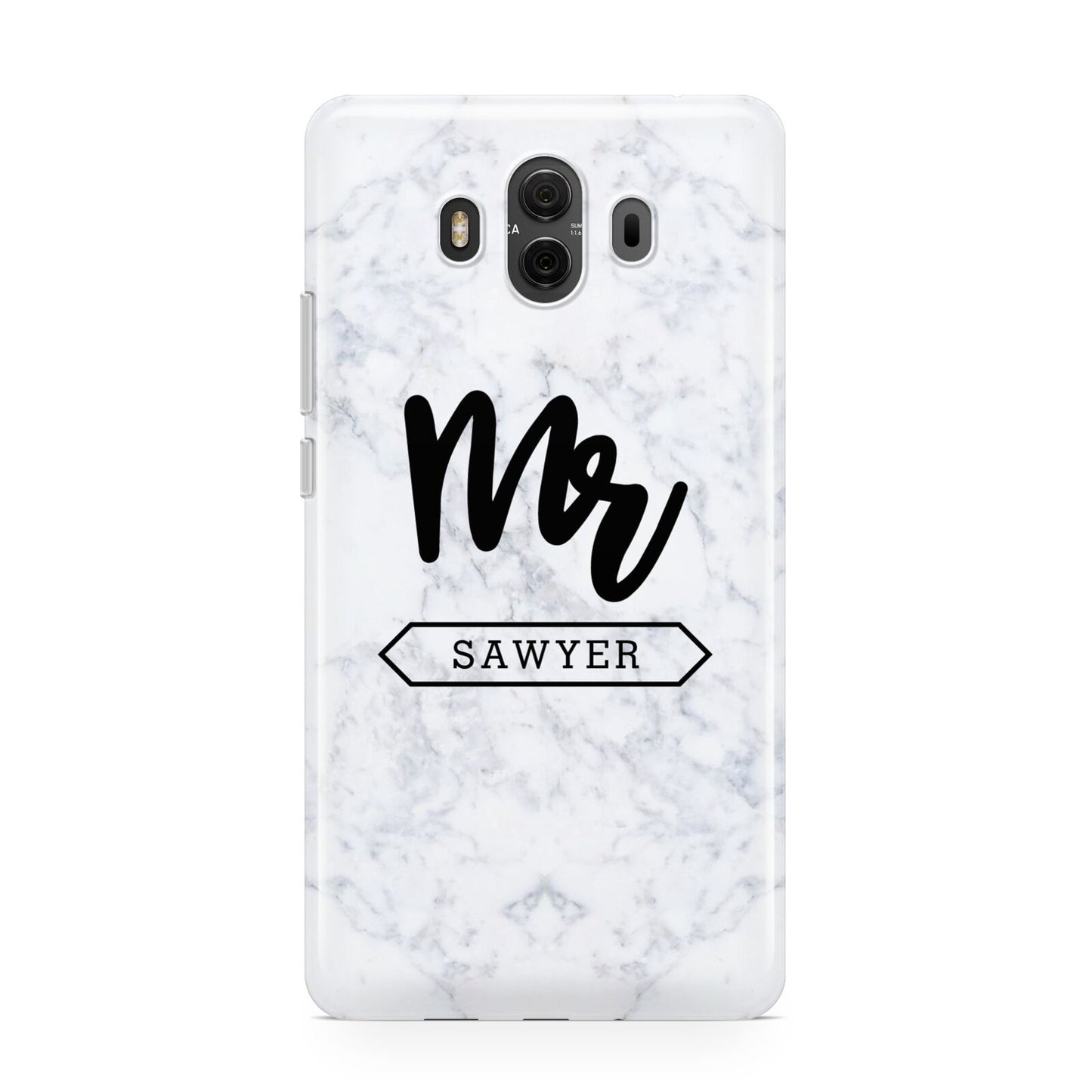 Personalised Black Mr Surname On Marble Huawei Mate 10 Protective Phone Case