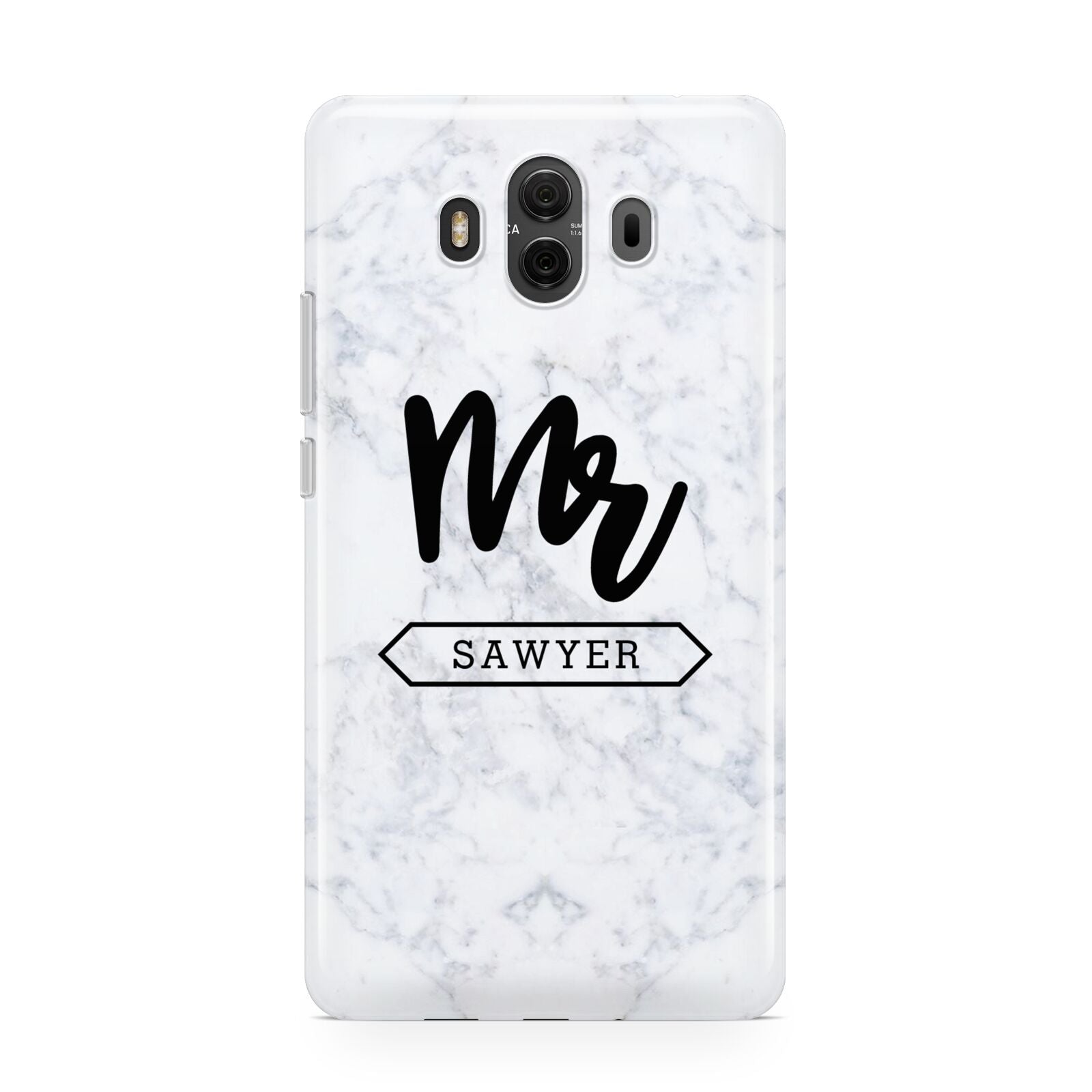 Personalised Black Mr Surname On Marble Huawei Mate 10 Protective Phone Case