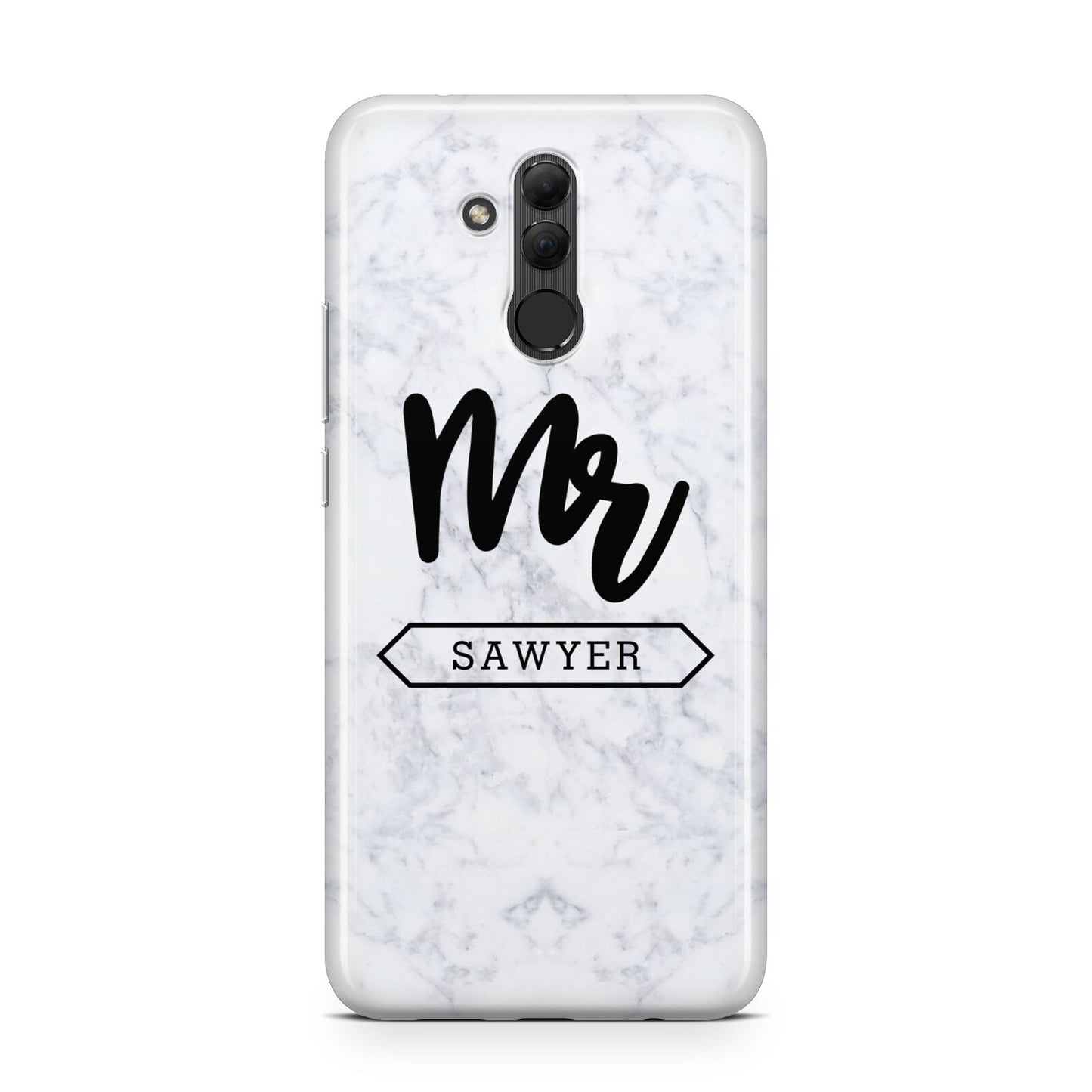 Personalised Black Mr Surname On Marble Huawei Mate 20 Lite