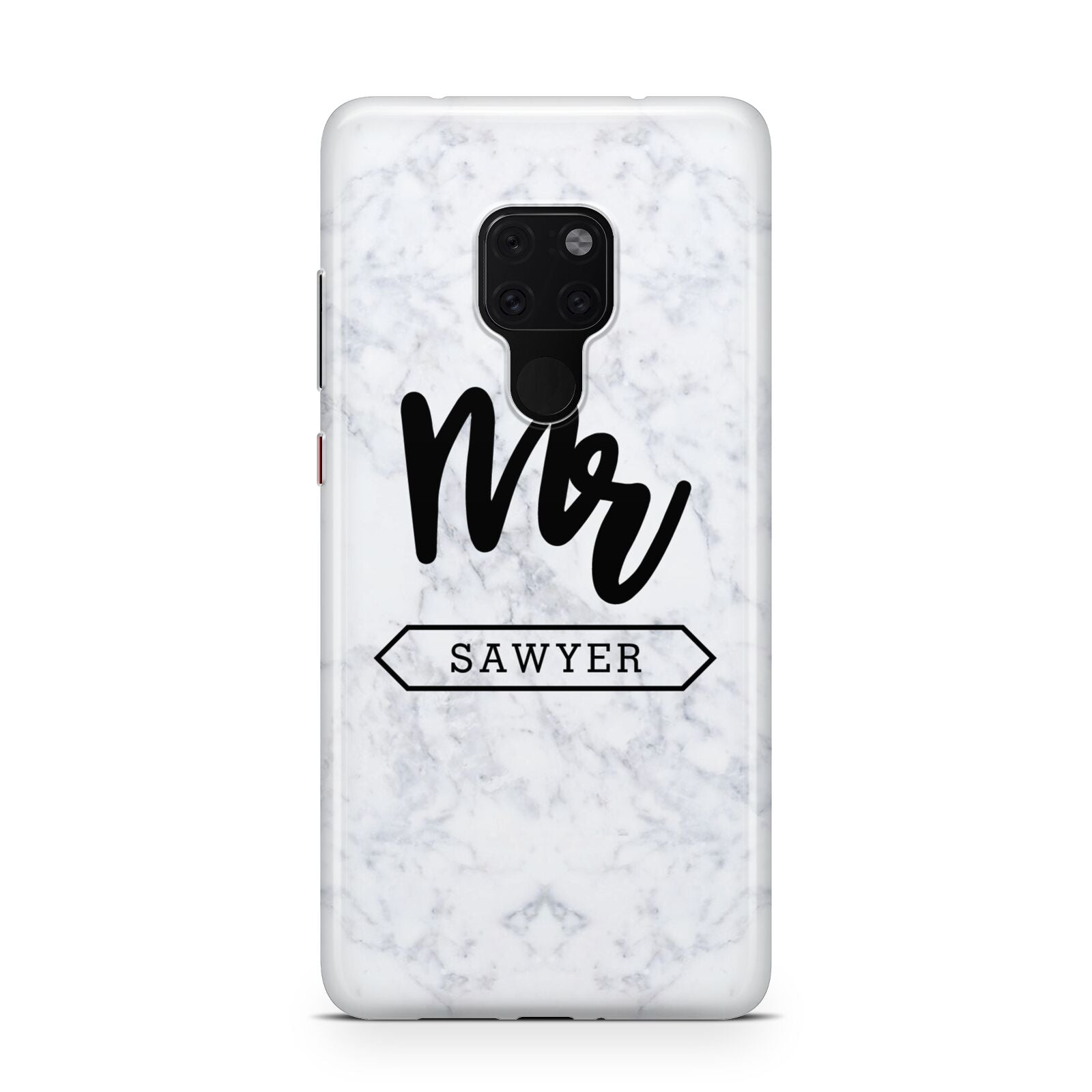 Personalised Black Mr Surname On Marble Huawei Mate 20 Phone Case