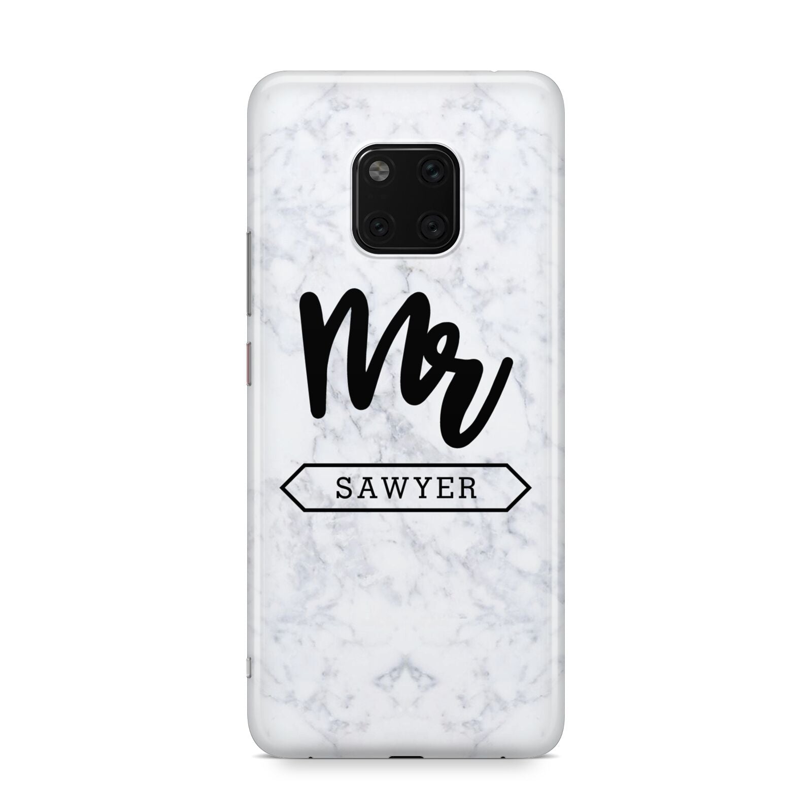 Personalised Black Mr Surname On Marble Huawei Mate 20 Pro Phone Case