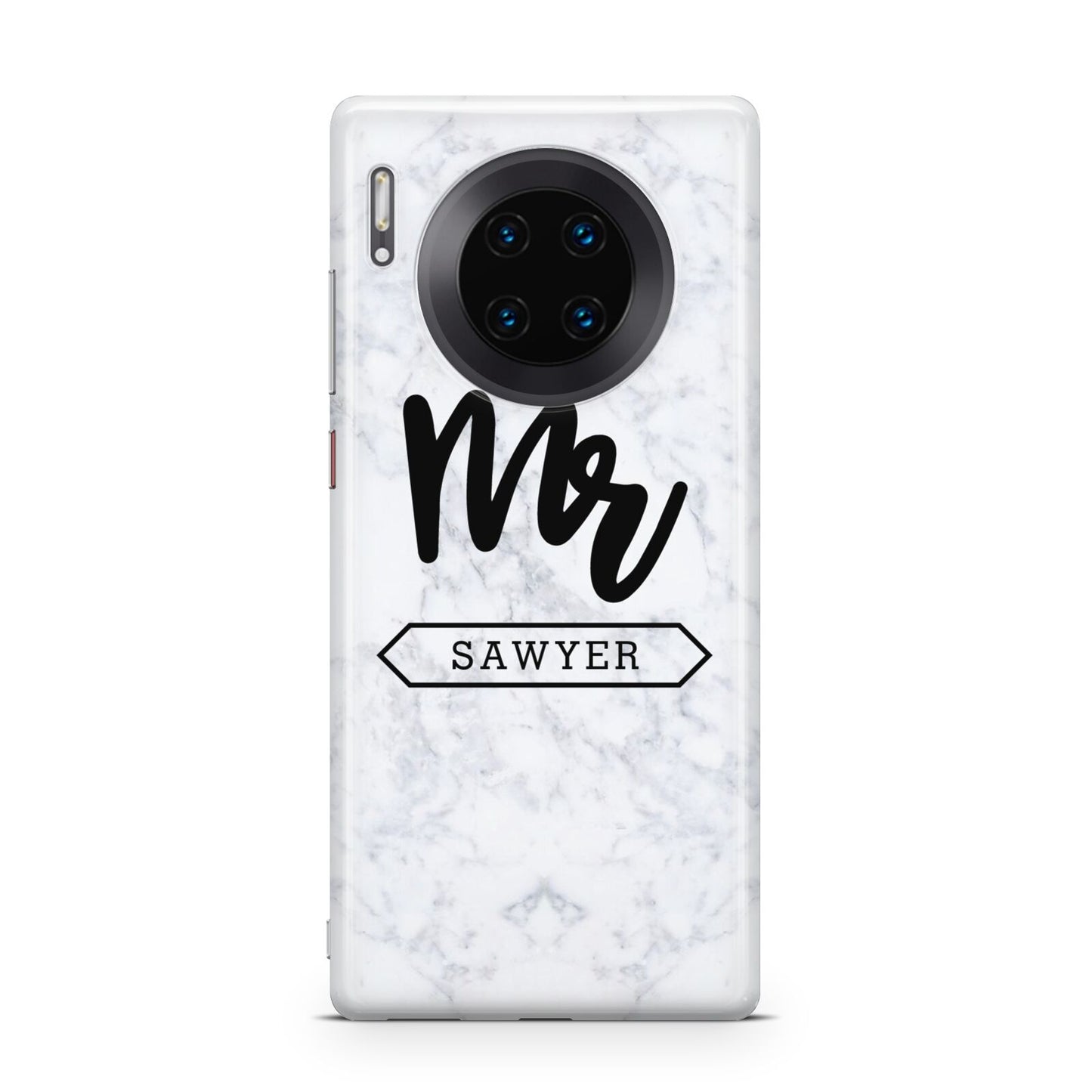 Personalised Black Mr Surname On Marble Huawei Mate 30 Pro Phone Case