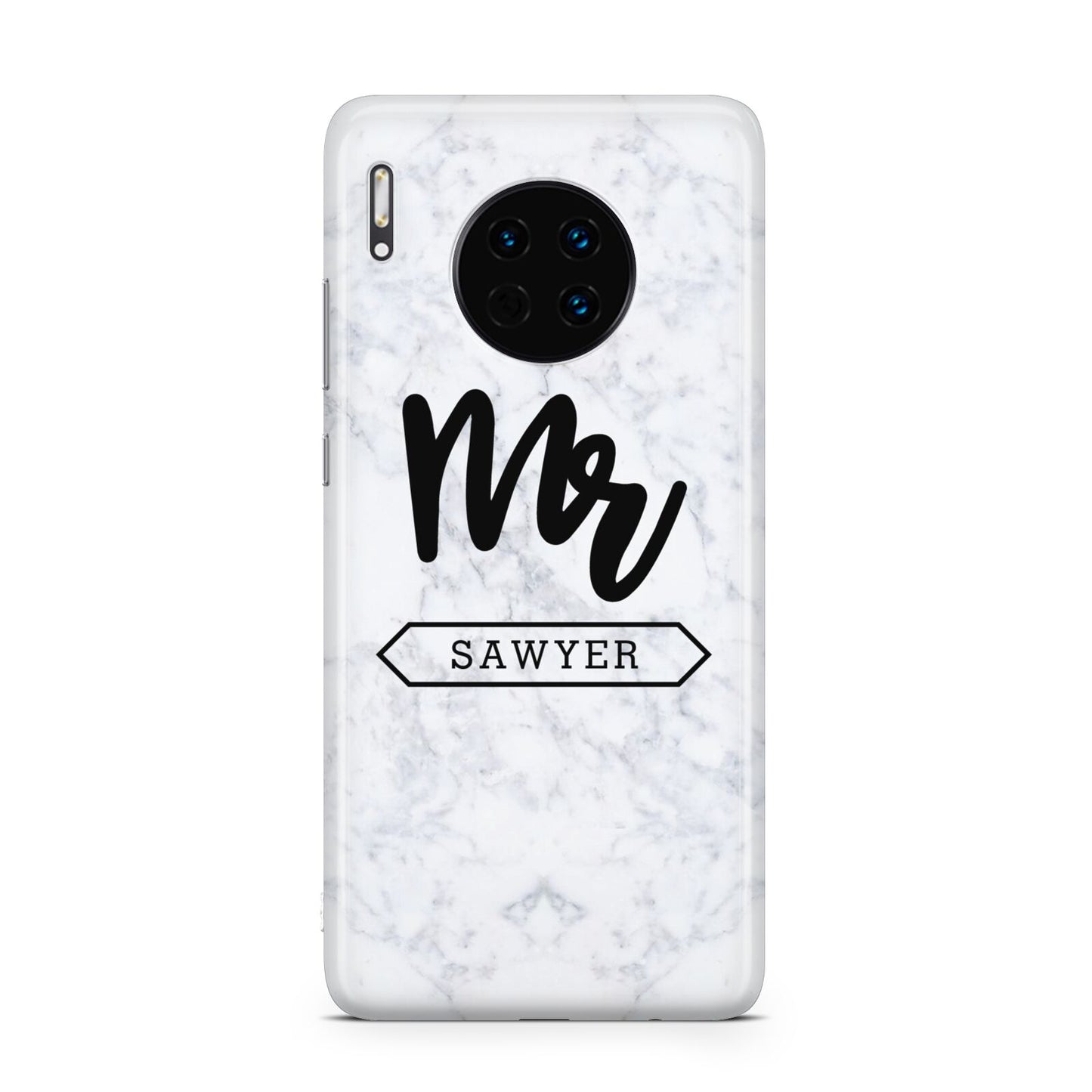 Personalised Black Mr Surname On Marble Huawei Mate 30