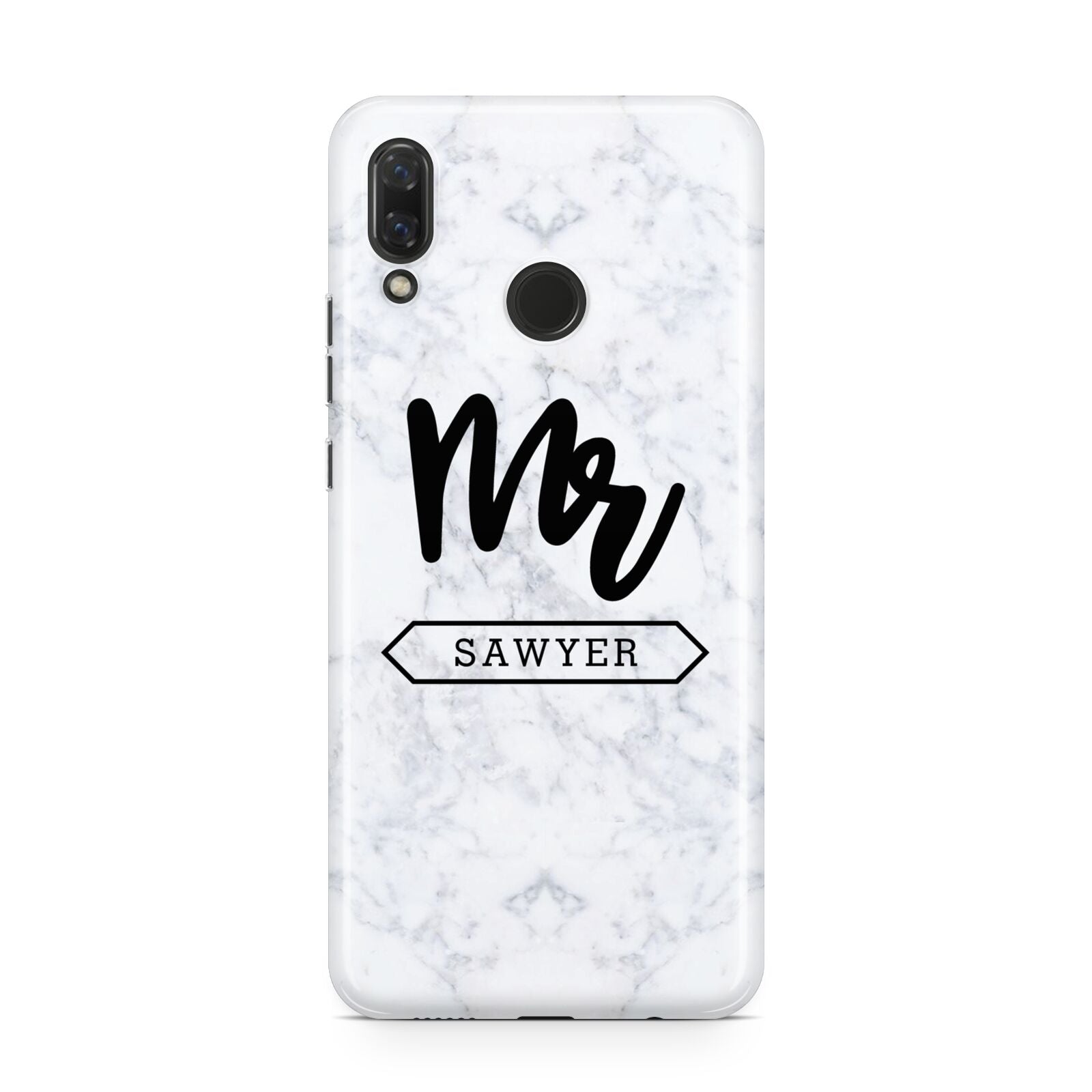 Personalised Black Mr Surname On Marble Huawei Nova 3 Phone Case