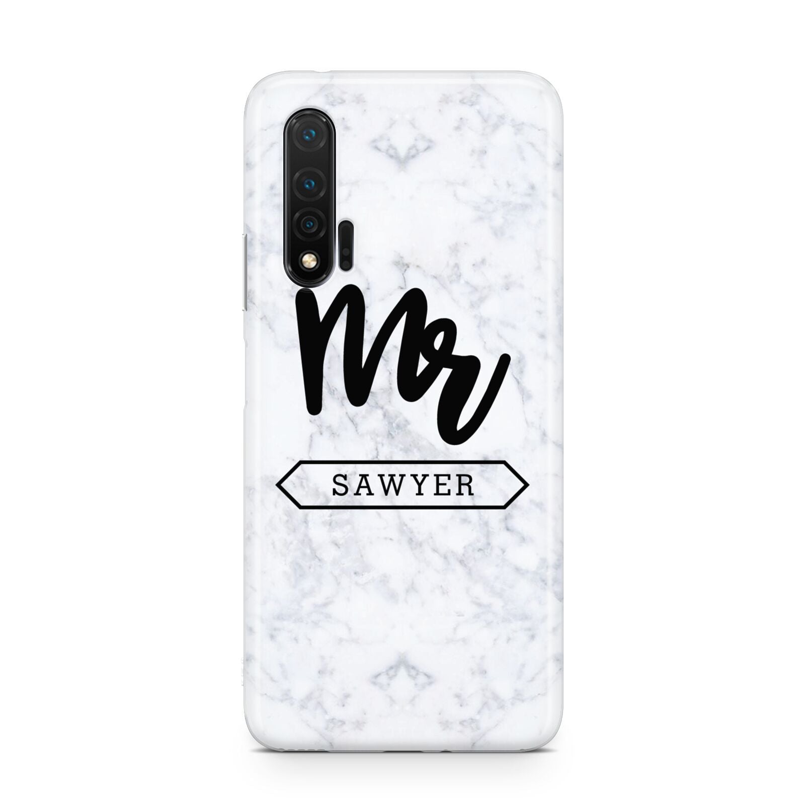 Personalised Black Mr Surname On Marble Huawei Nova 6 Phone Case