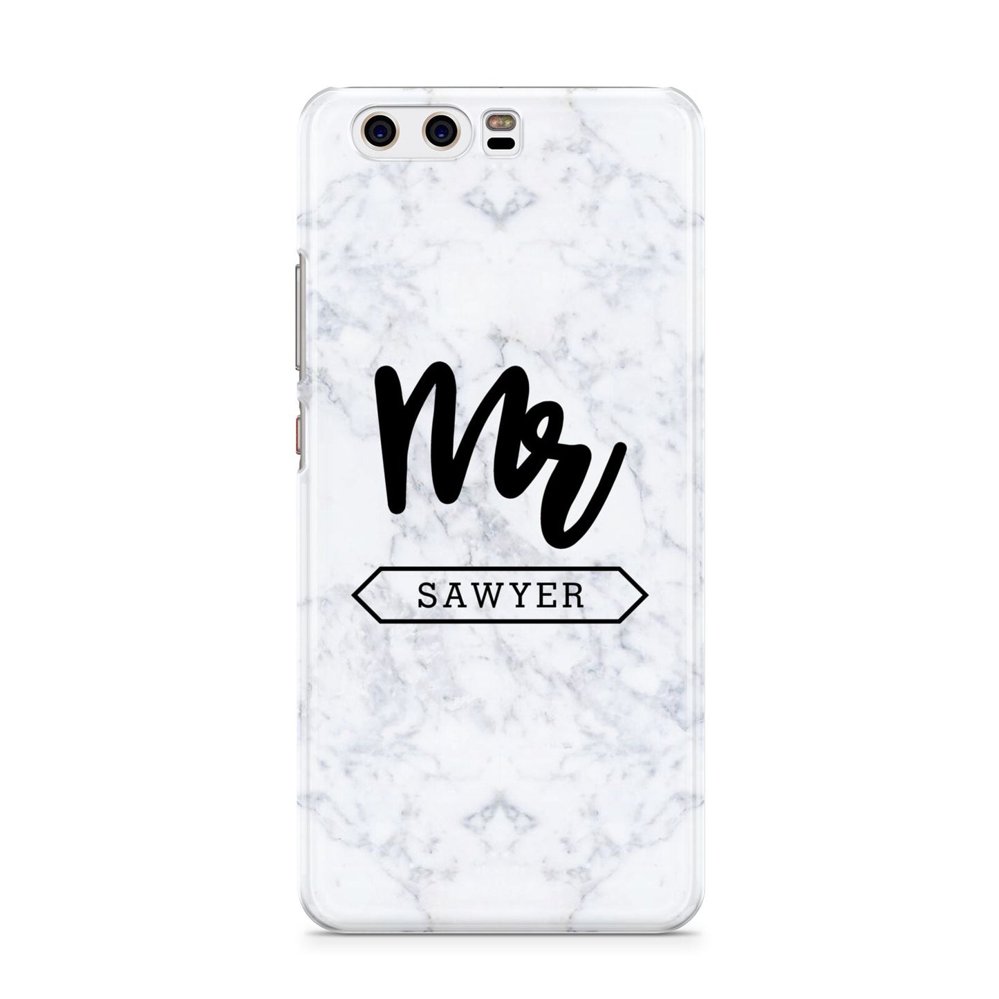 Personalised Black Mr Surname On Marble Huawei P10 Phone Case