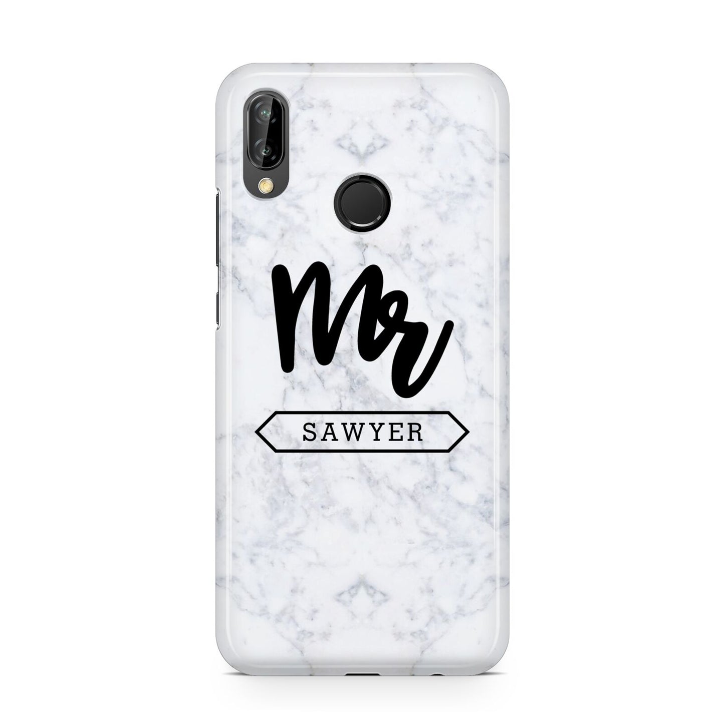 Personalised Black Mr Surname On Marble Huawei P20 Lite Phone Case