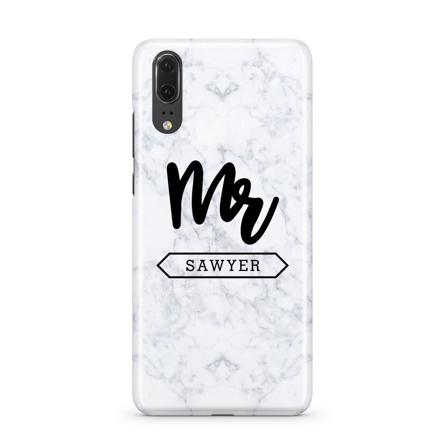 Personalised Black Mr Surname On Marble Huawei P20 Phone Case