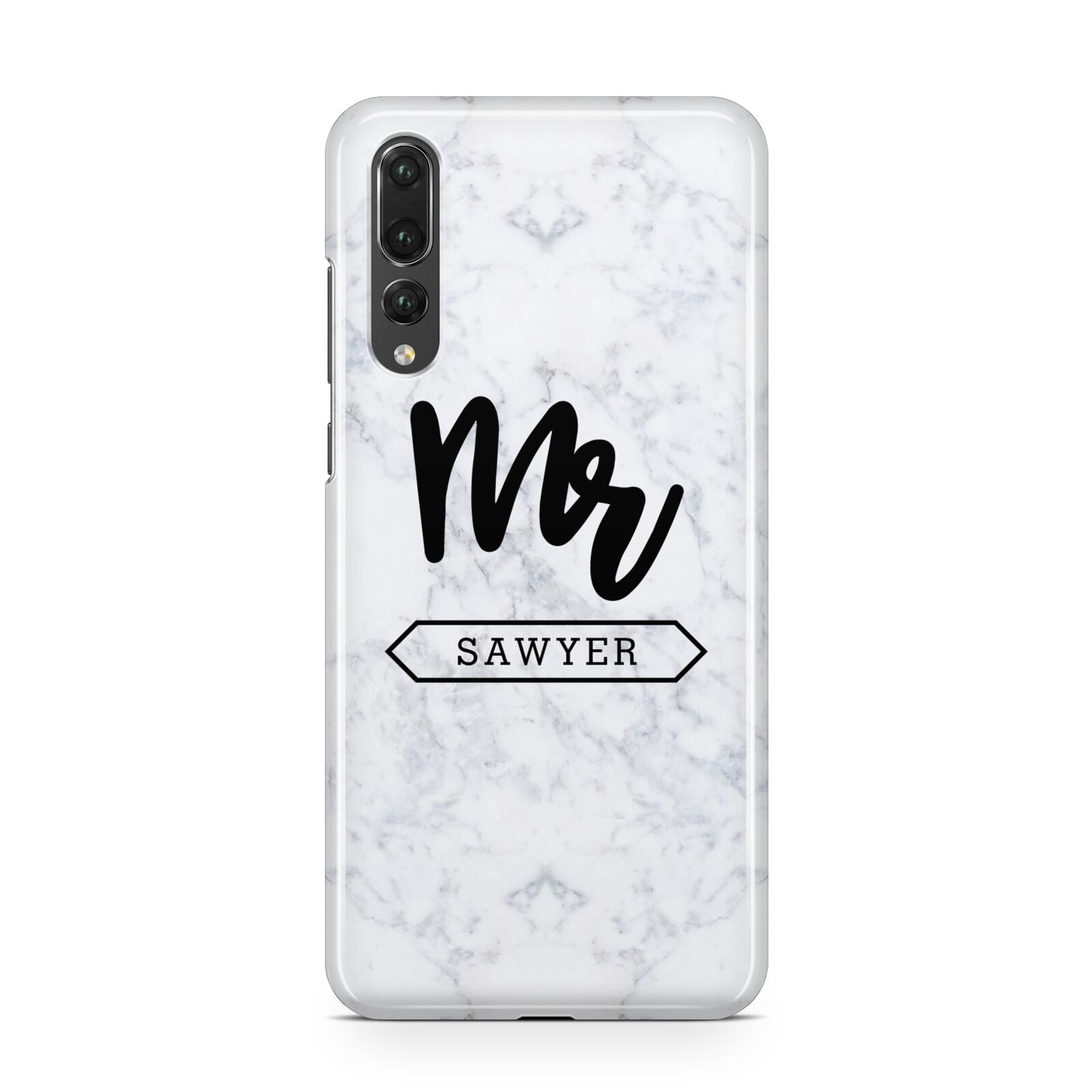 Personalised Black Mr Surname On Marble Huawei P20 Pro Phone Case