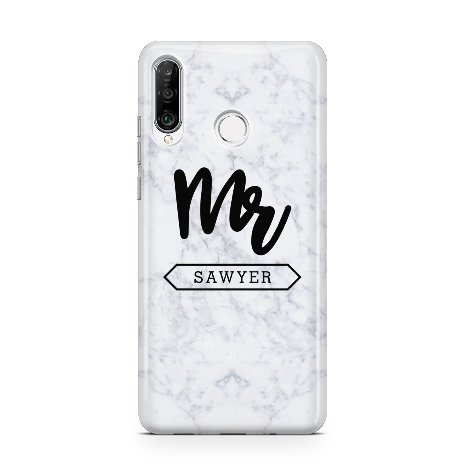 Personalised Black Mr Surname On Marble Huawei P30 Lite Phone Case