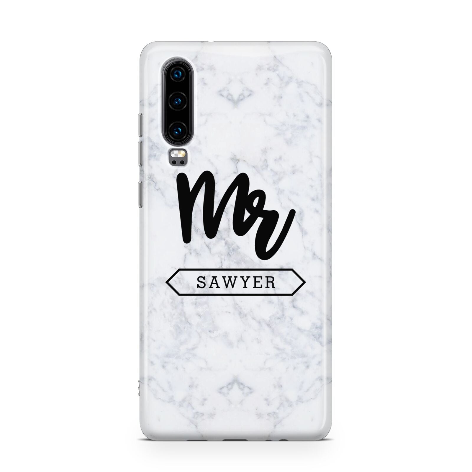 Personalised Black Mr Surname On Marble Huawei P30 Phone Case