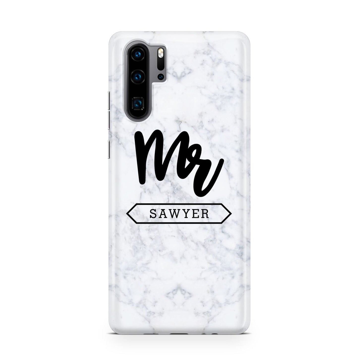 Personalised Black Mr Surname On Marble Huawei P30 Pro Phone Case