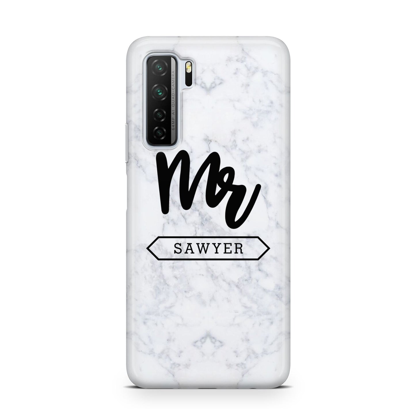 Personalised Black Mr Surname On Marble Huawei P40 Lite 5G Phone Case