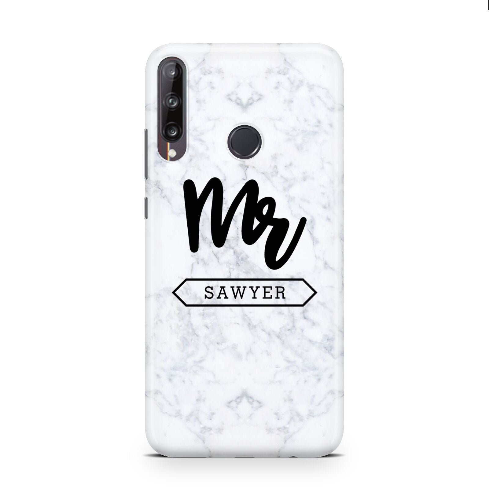 Personalised Black Mr Surname On Marble Huawei P40 Lite E Phone Case