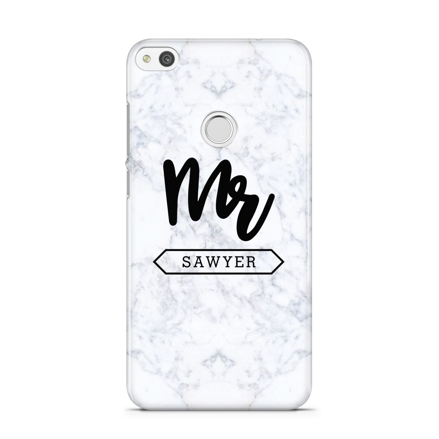 Personalised Black Mr Surname On Marble Huawei P8 Lite Case