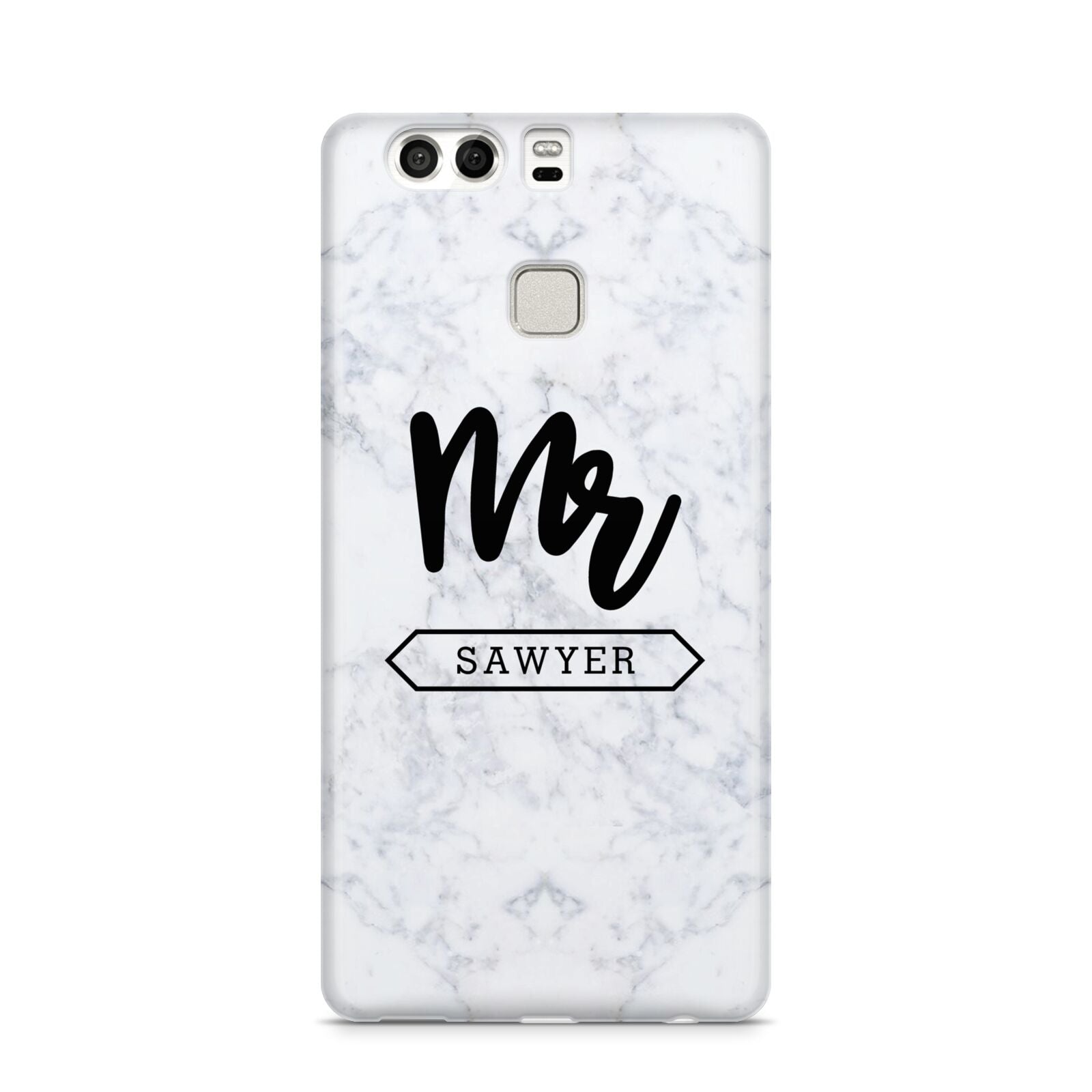 Personalised Black Mr Surname On Marble Huawei P9 Case