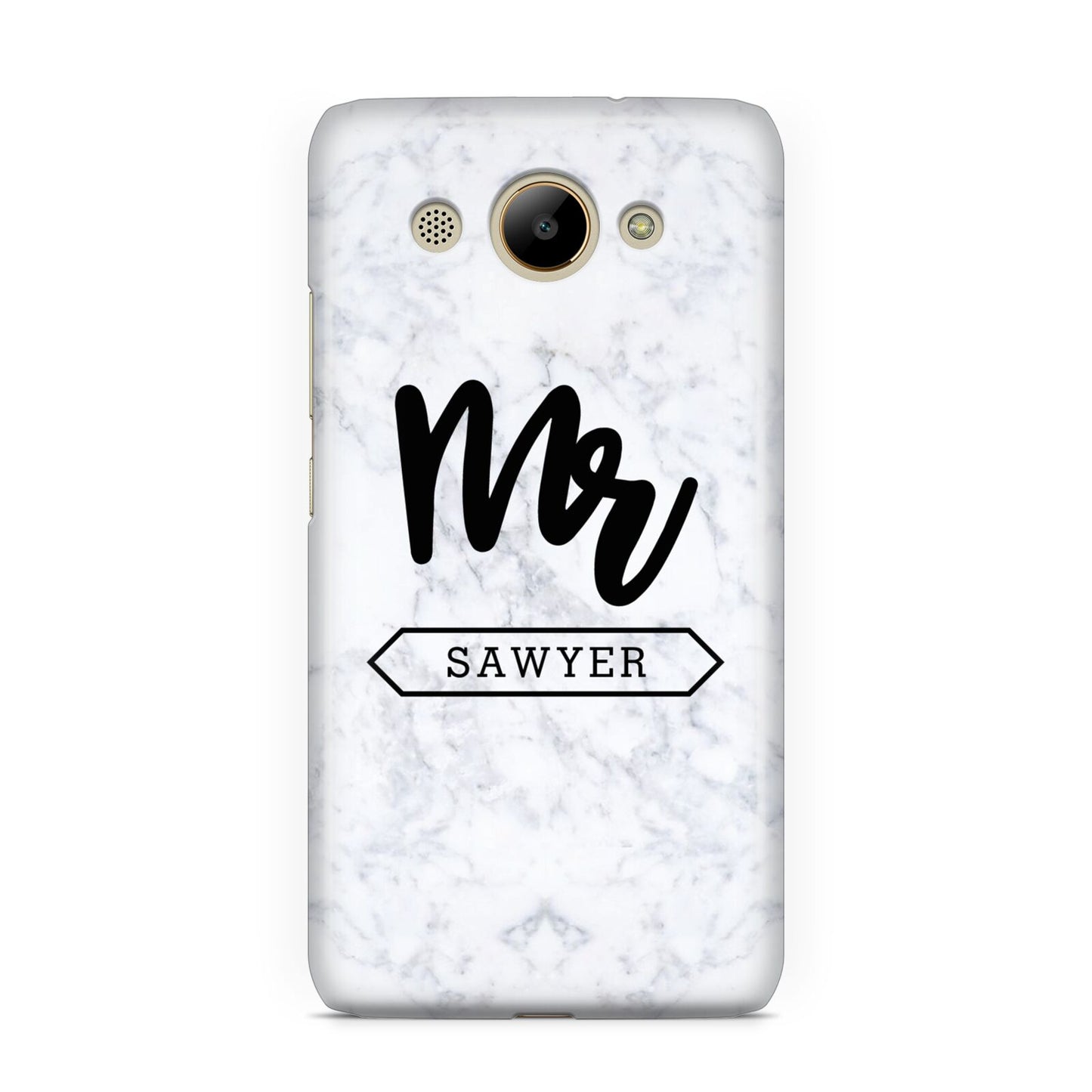 Personalised Black Mr Surname On Marble Huawei Y3 2017